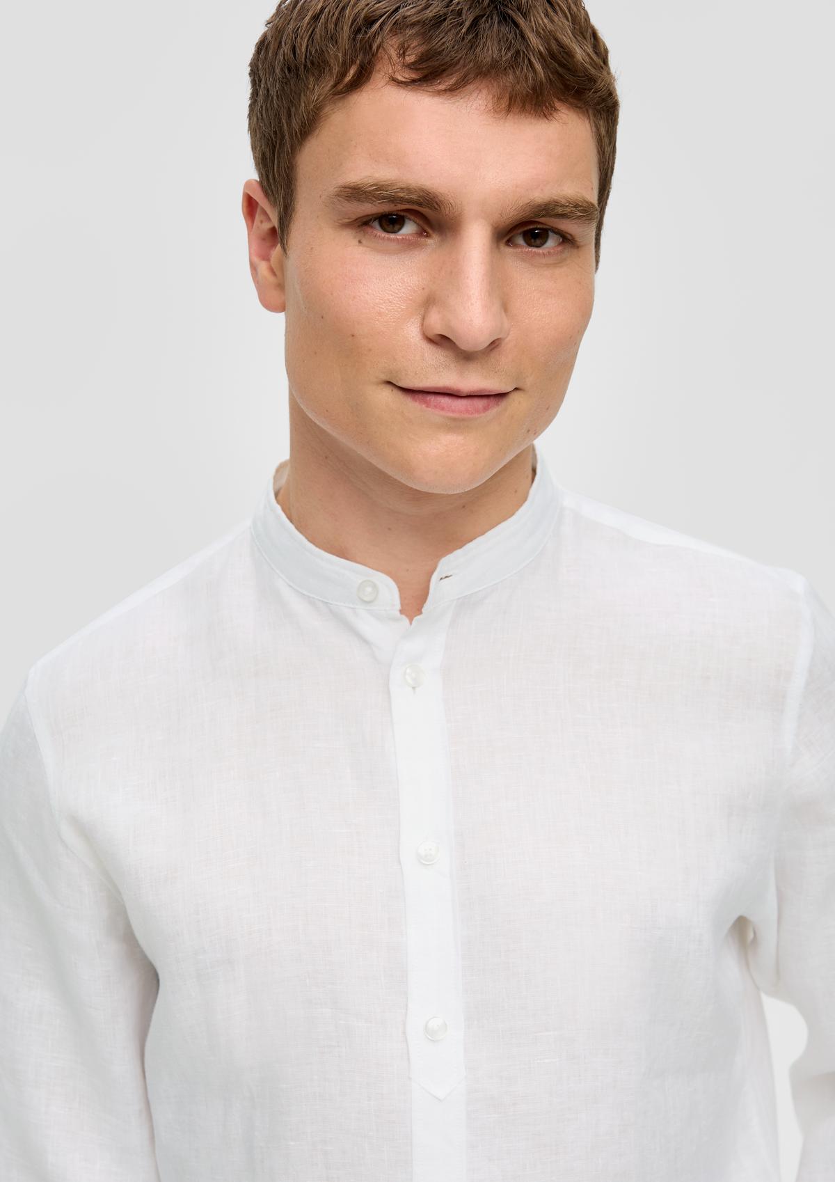 s.Oliver Linen shirt with a stand-up collar