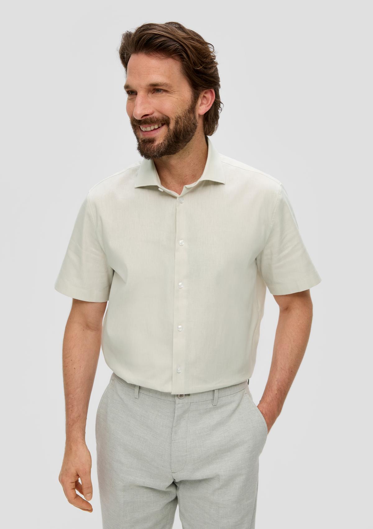 Košile s krátkým rukávem ze směsi bavlny a lnu