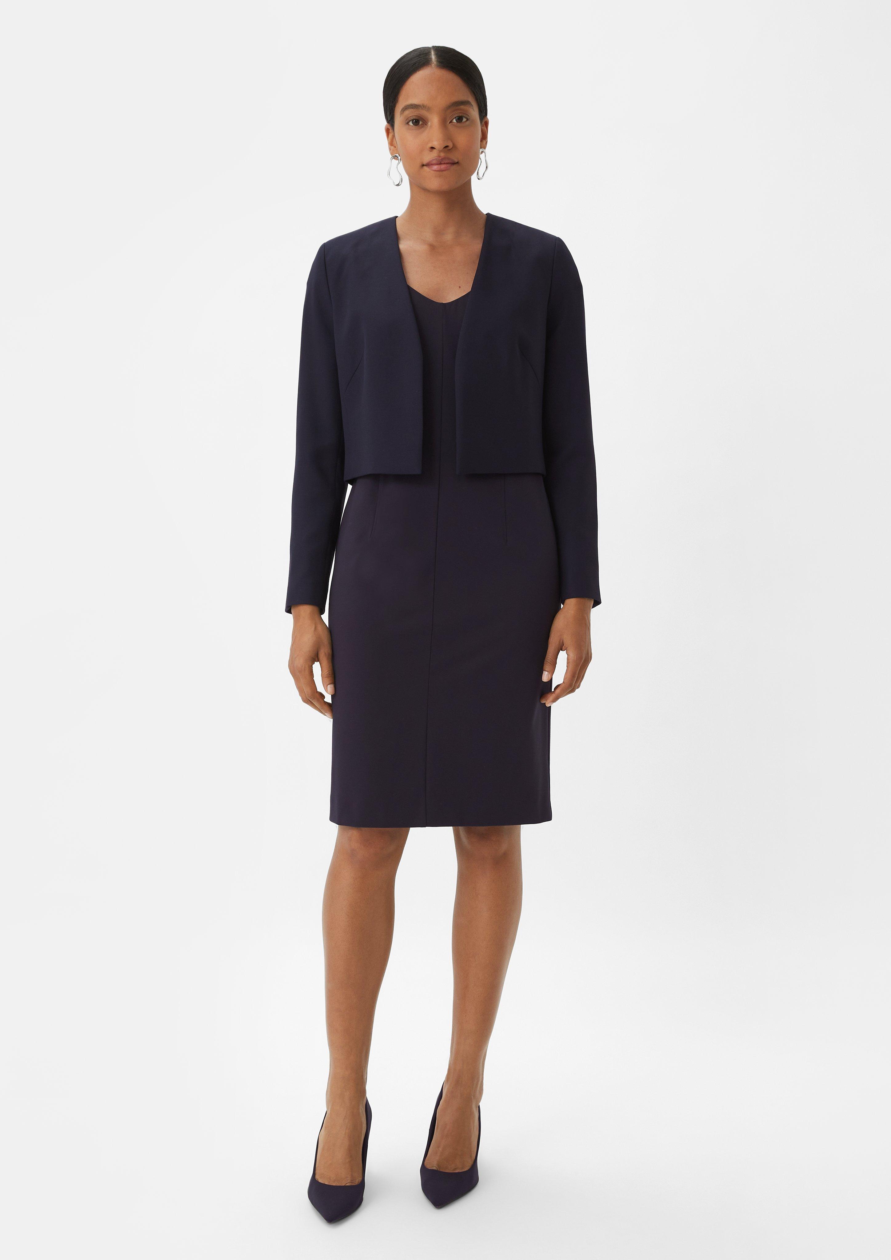 Dress with cap sleeves - navy | Comma Dress with cap sleeves - navy | Comma