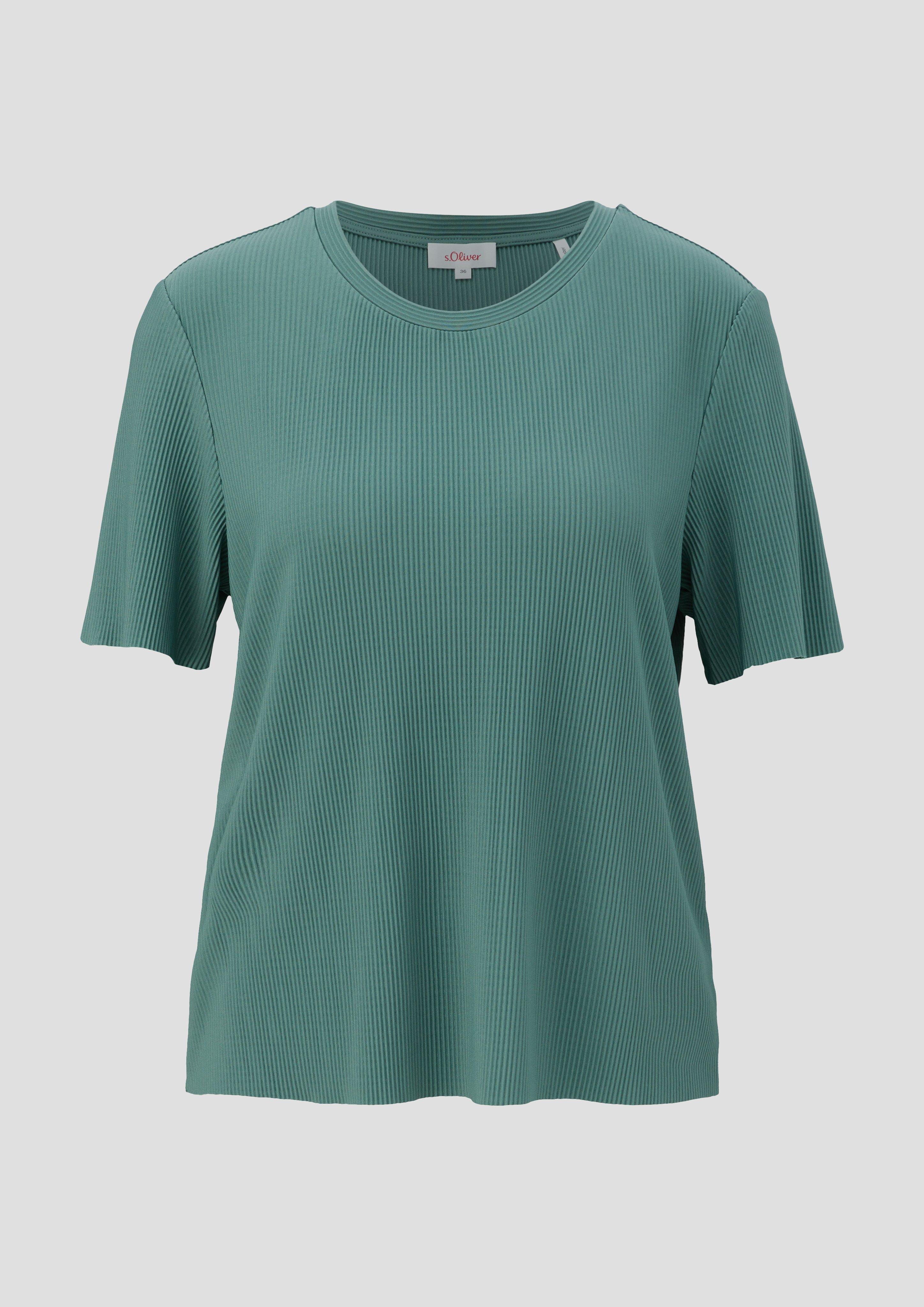 s.Oliver - T-Shirt mit Plisseefalten, Damen, Blau