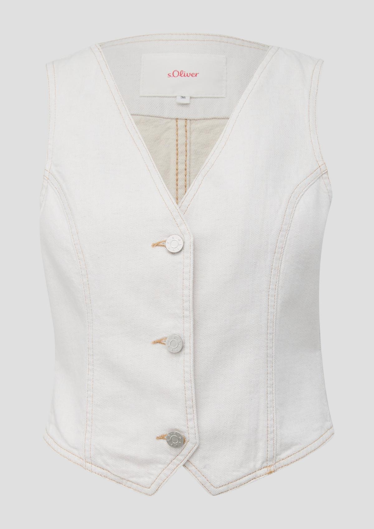 s.Oliver Fitted denim waistcoat