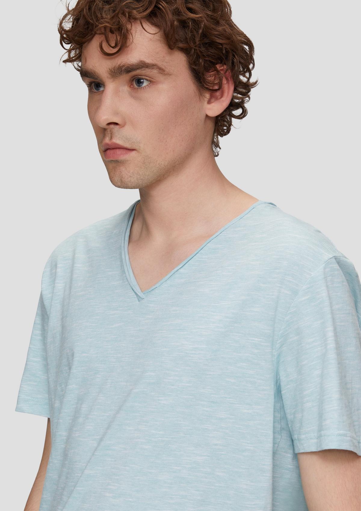s.Oliver Melange cotton top with a V-neckline