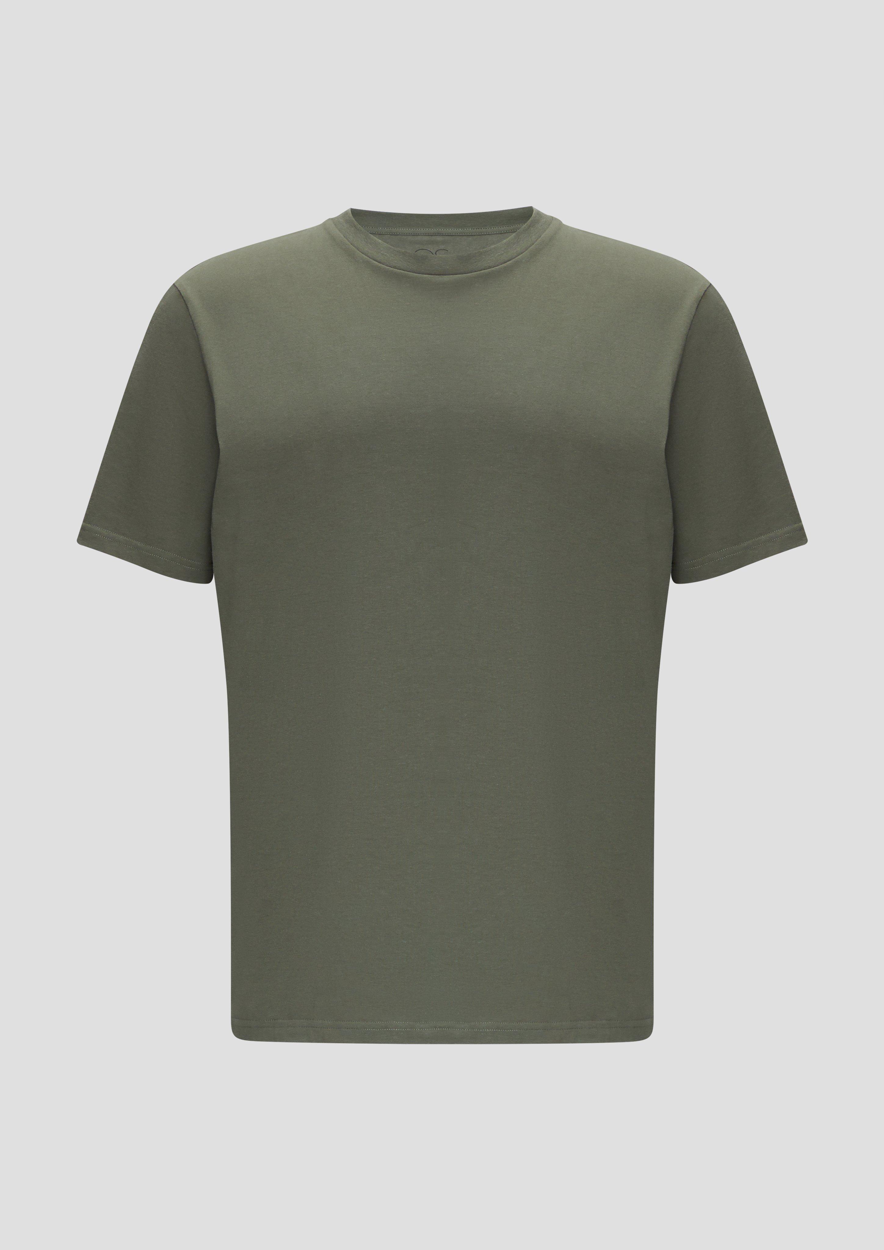 QS - T-Shirt mit Rippblende, Herren, Grün