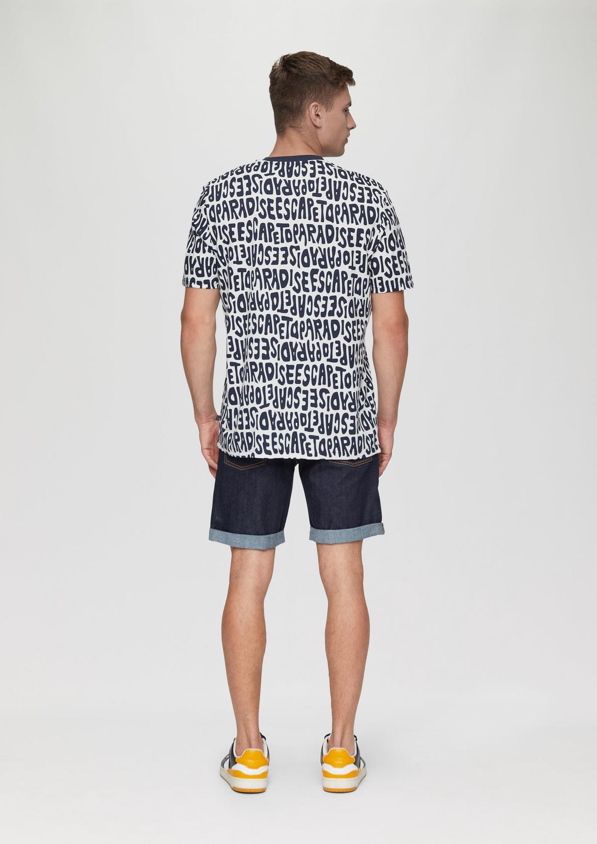 s.Oliver Baumwoll-T-Shirt mit All-over-Print und Rippblende
