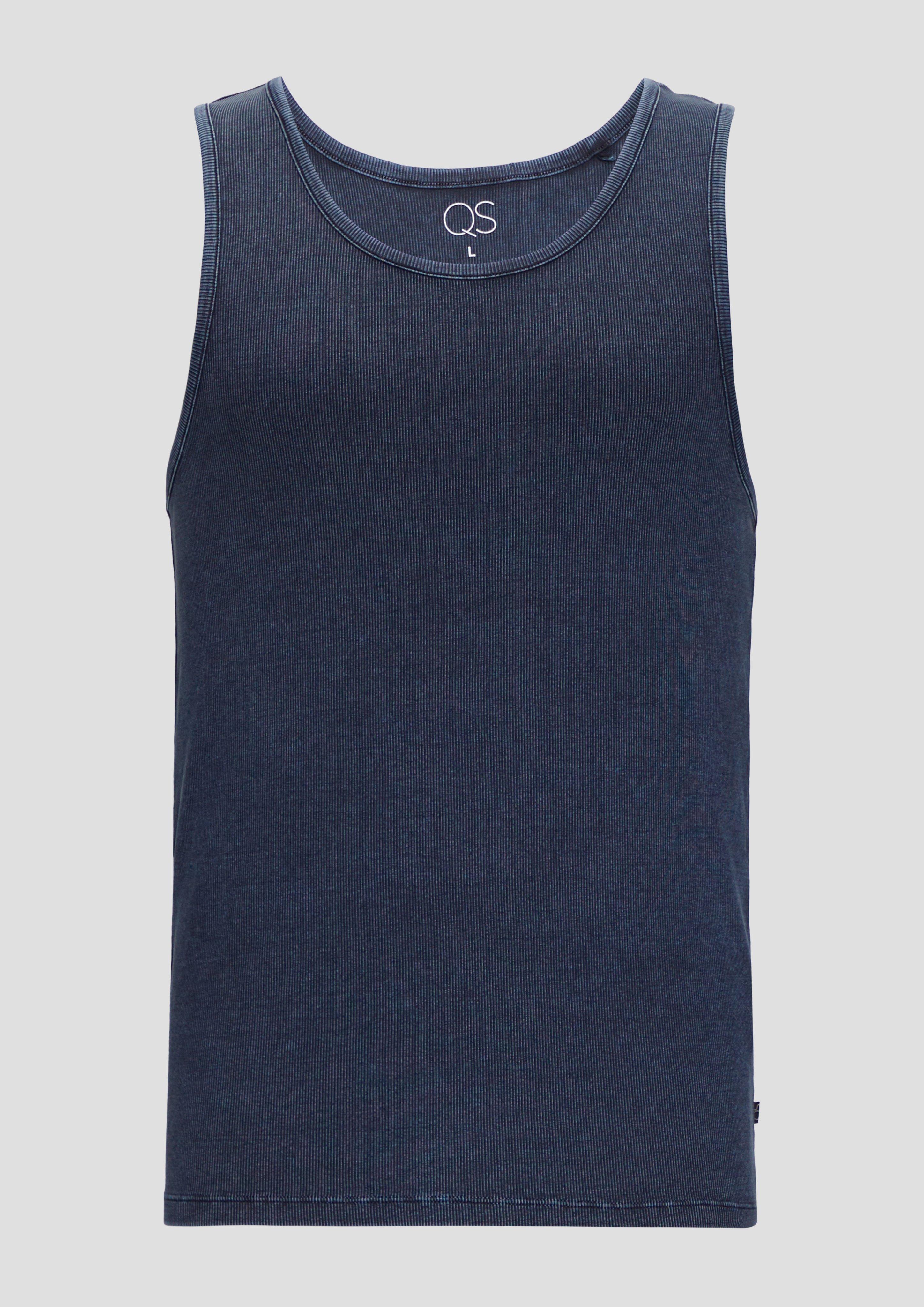 QS - Tanktop mit Rippstruktur und Rippblende, Herren, blau