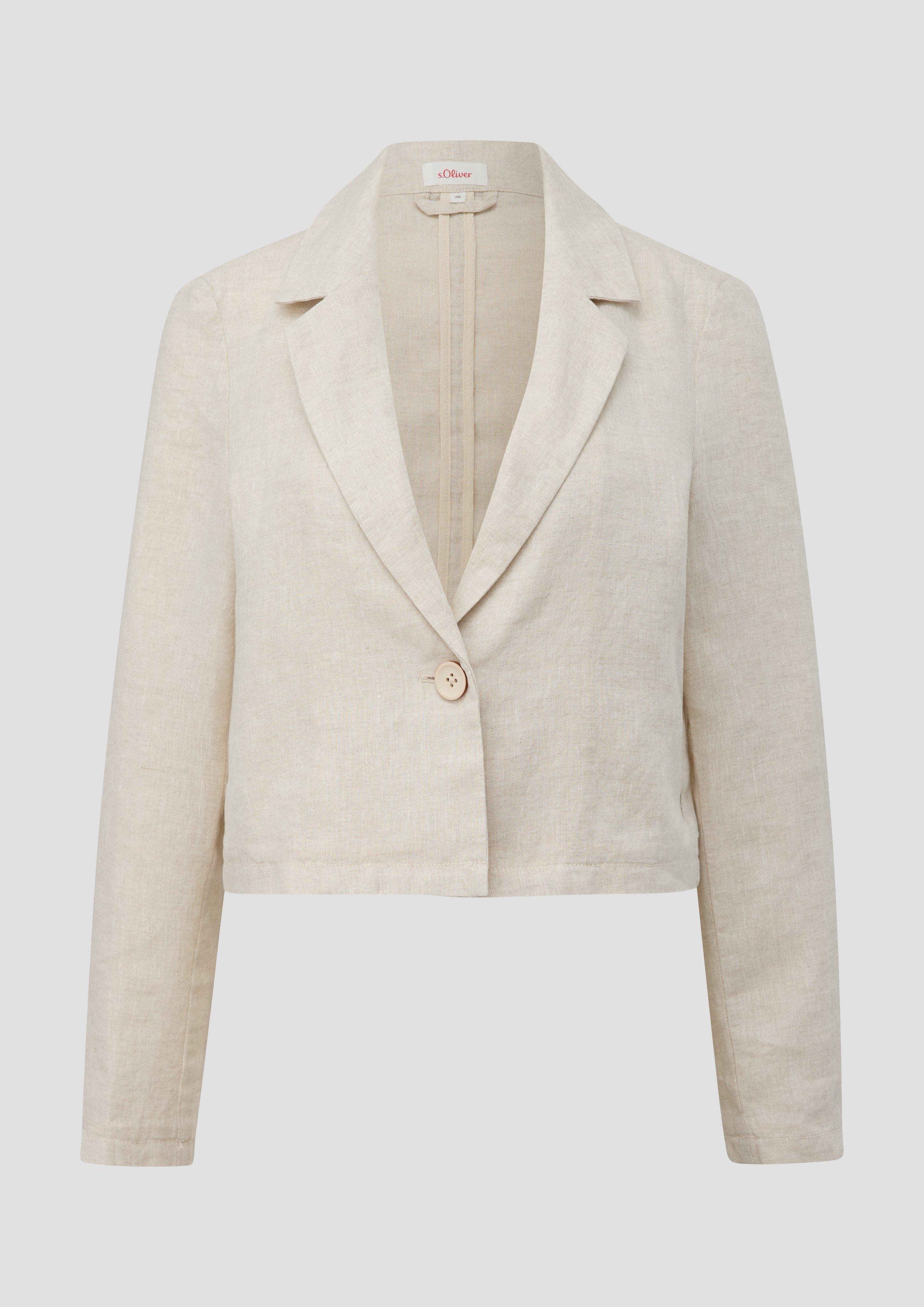 s.Oliver - Kurzer Boxy-Blazer aus Leinen, Damen, Beige