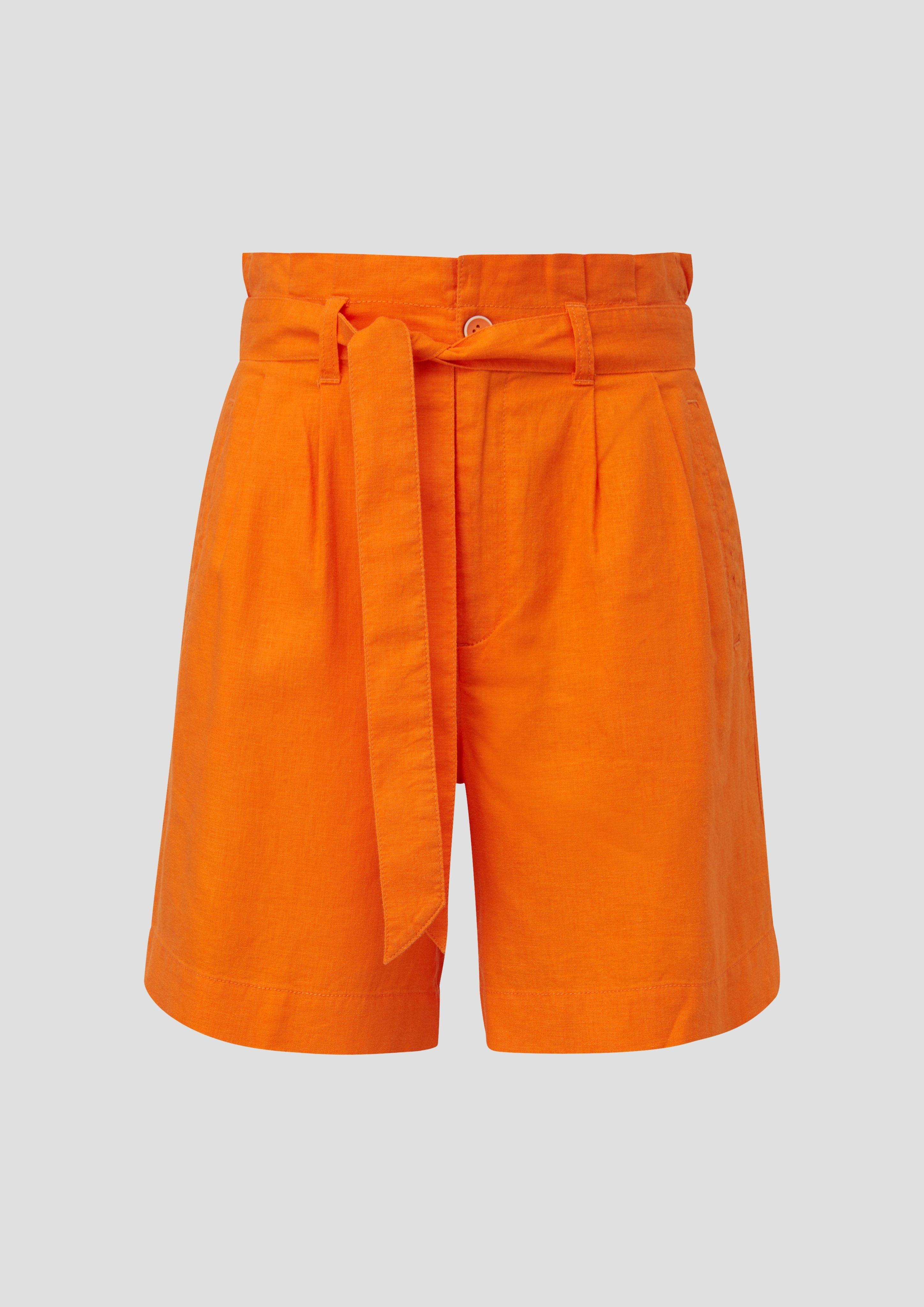 s.Oliver - Shorts aus Leinenmix mit Gummizug, Damen, Orange