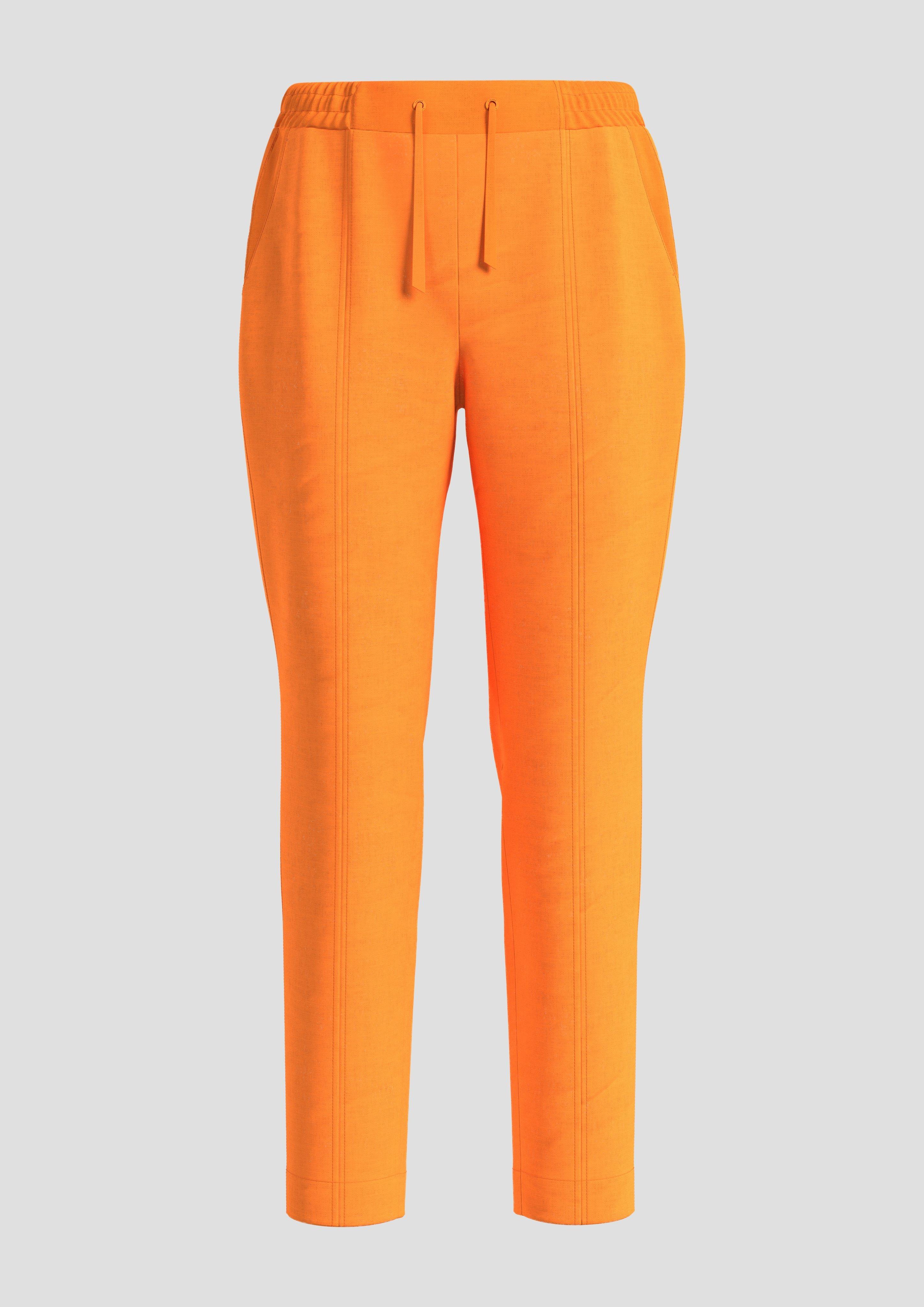 s.Oliver - Hose aus Leinenmix mit Ziernähten, Damen, Orange