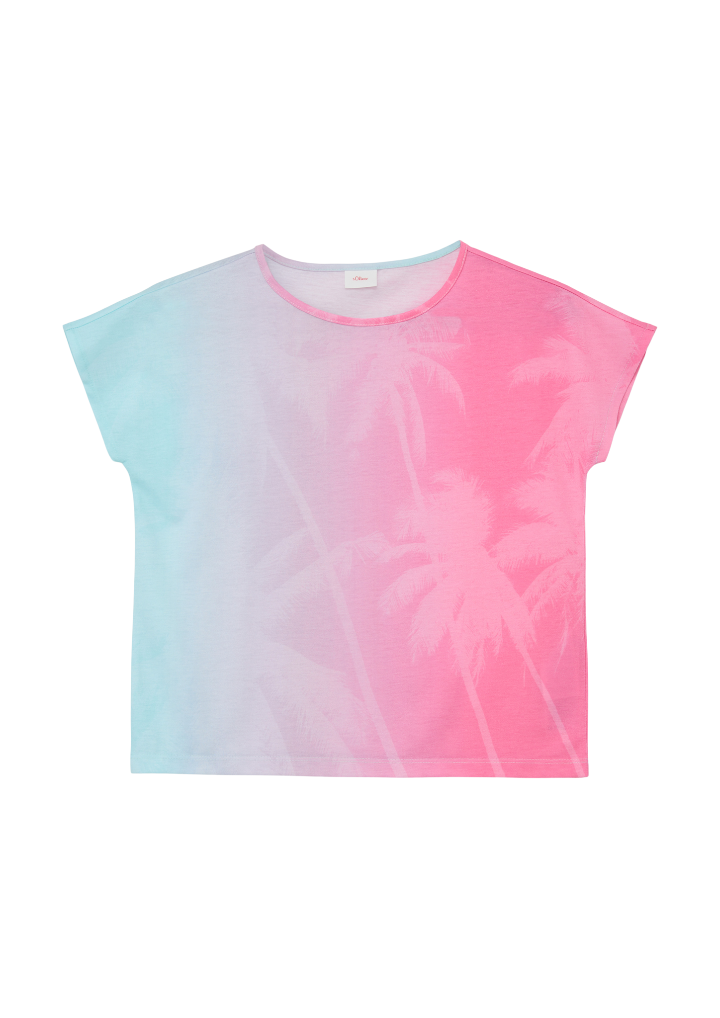 s.Oliver - T-Shirt mit Sublimation-Print, Mädchen, pink|türkis