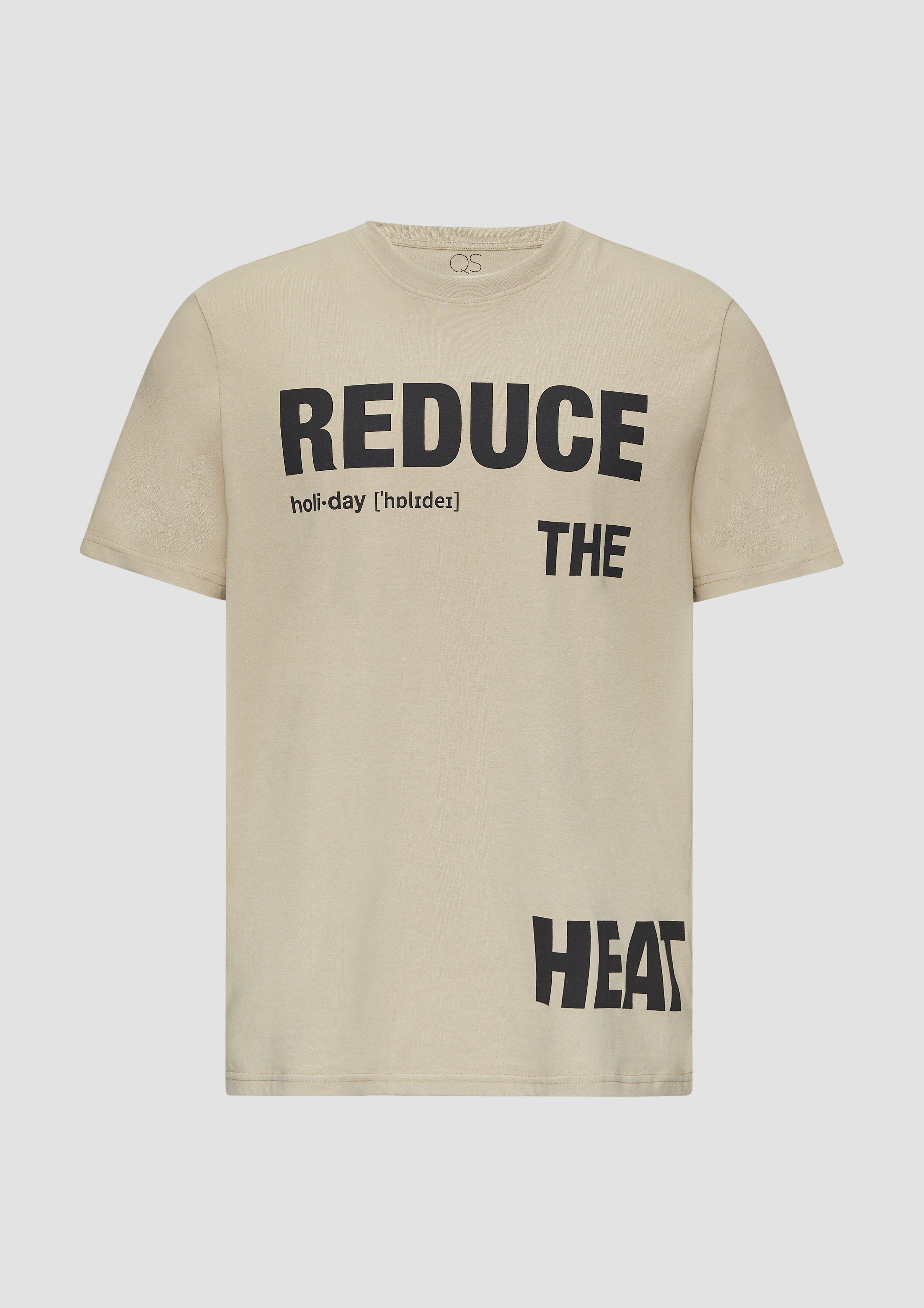 QS - T-Shirt aus Baumwolle mit Frontprint, Herren, Beige