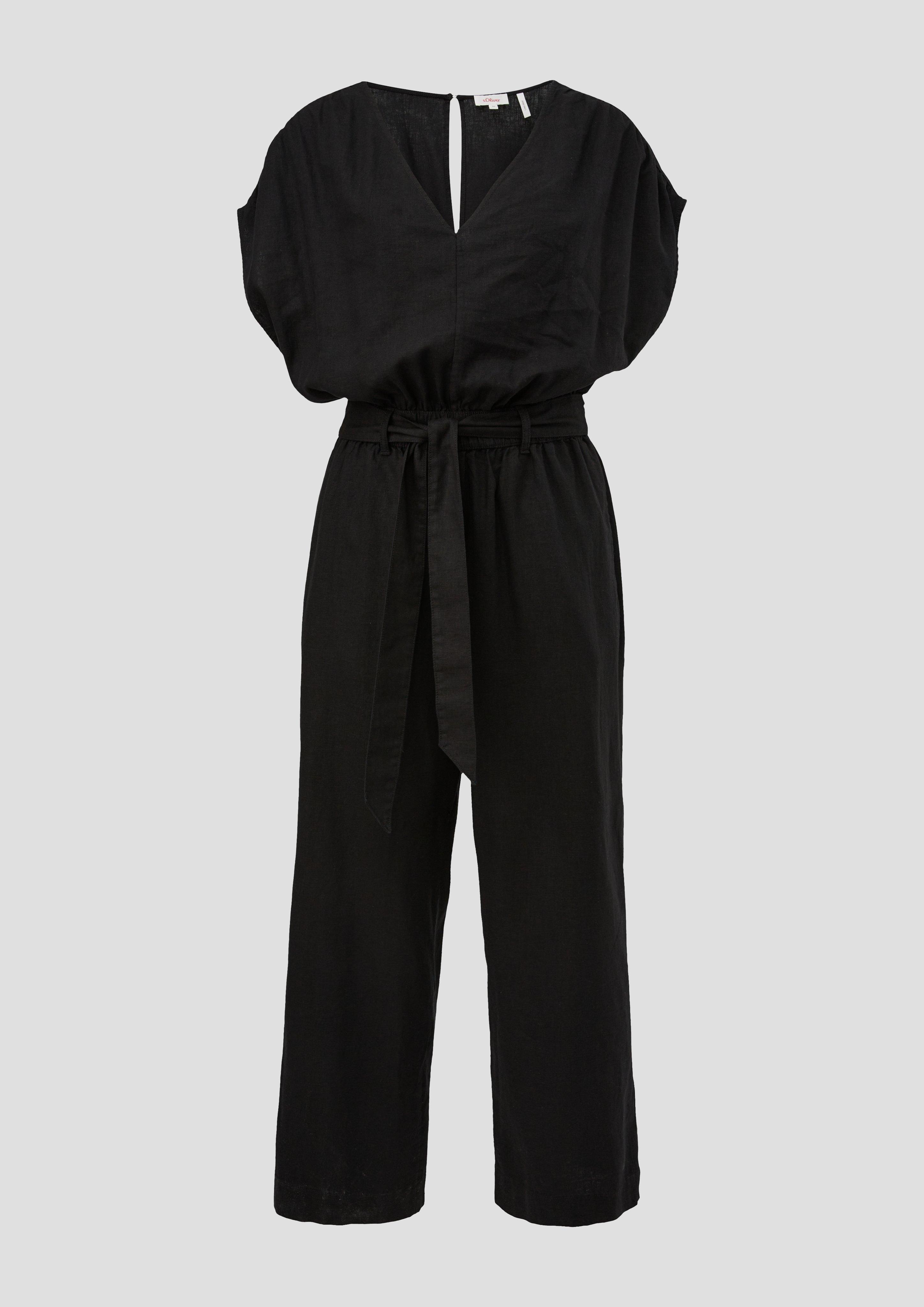 s.Oliver - Jumpsuit aus Leinenmix, Damen, schwarz