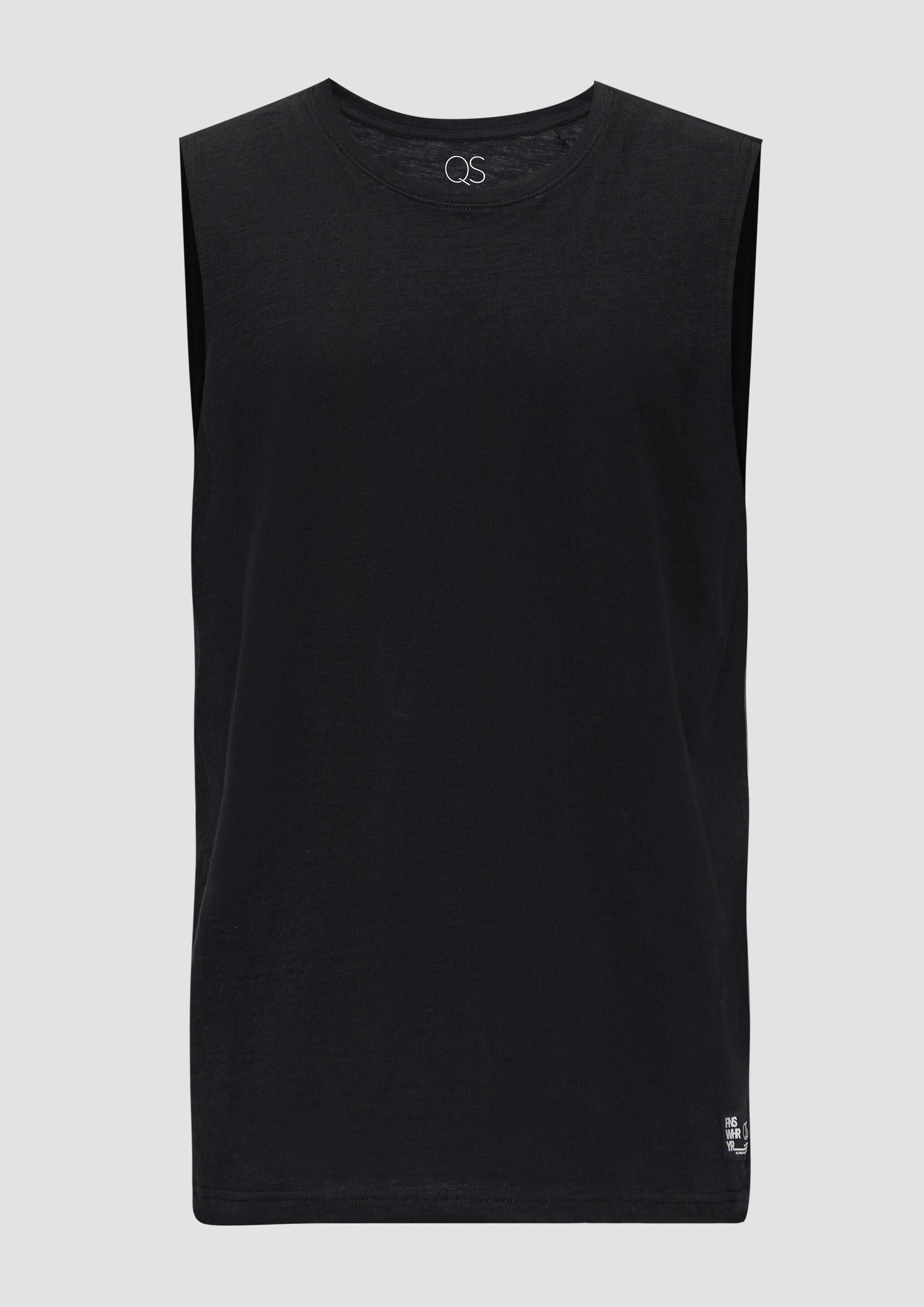 Thumbnail - QS - Ärmelloses Shirt aus Baumwolle mit Logo-Detail, Herren, schwarz
