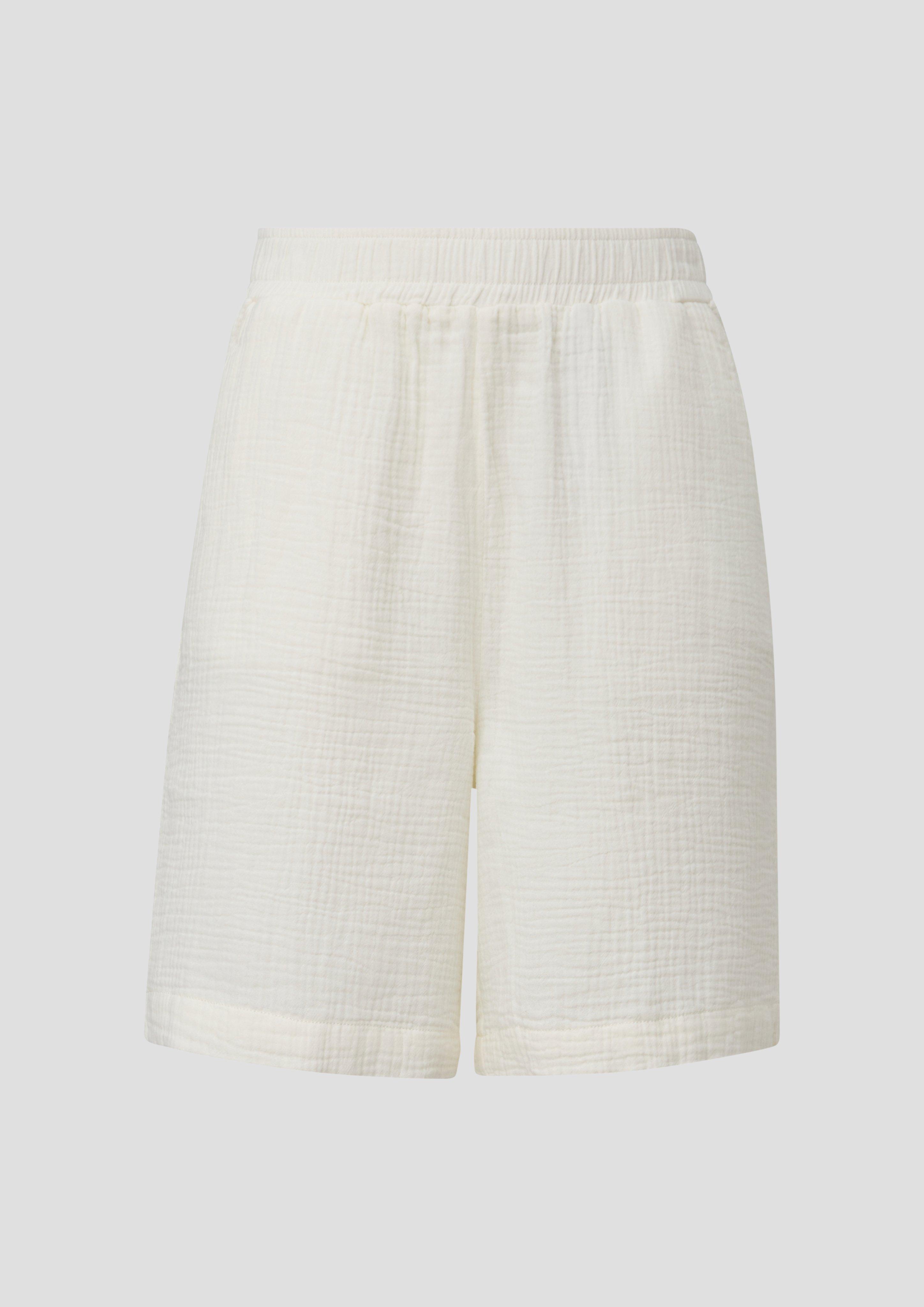 s.Oliver - Baumwoll-Shorts mit Elastikbund und Musterstruktur, Damen, creme