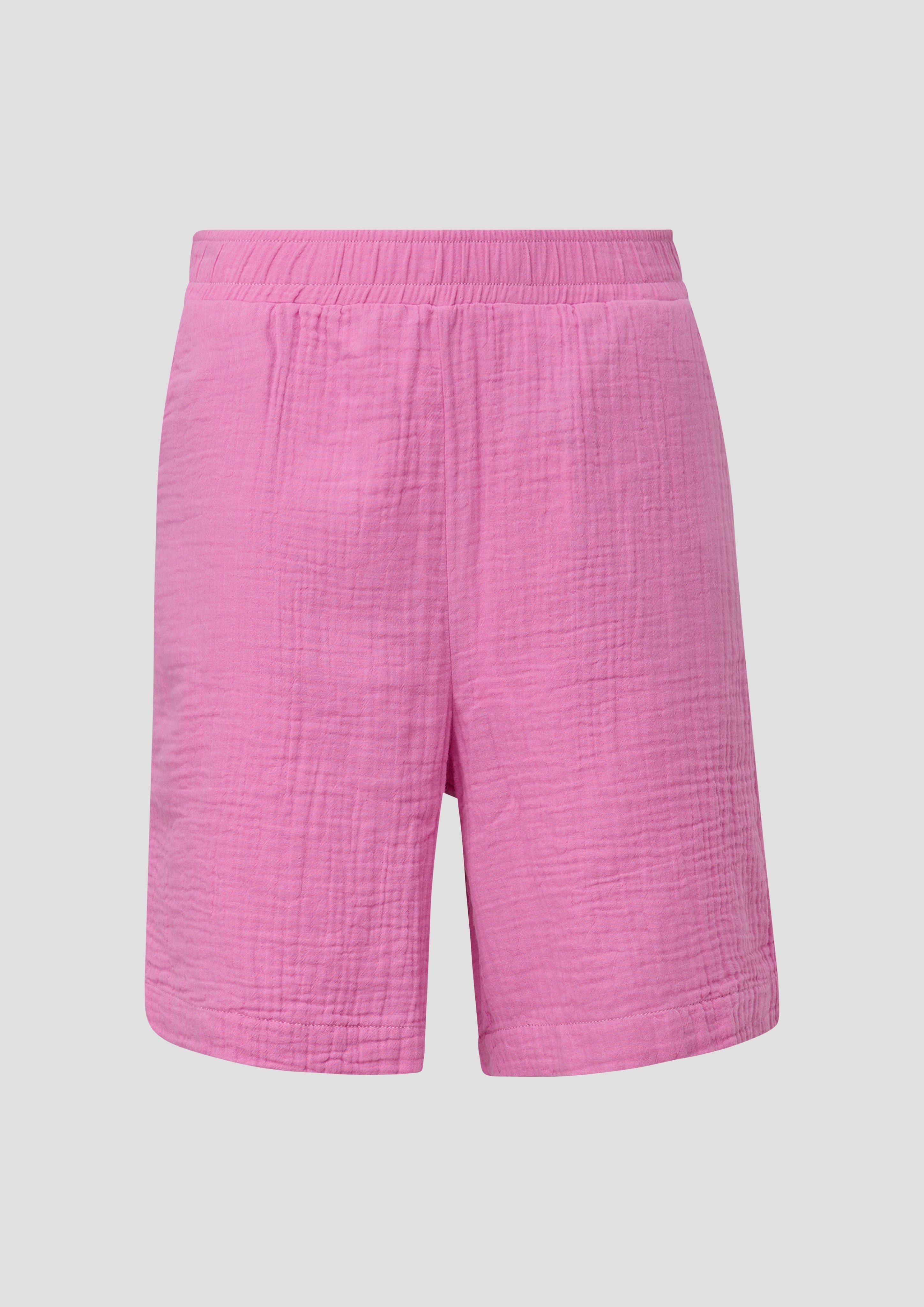 s.Oliver - Baumwoll-Shorts mit Elastikbund und Musterstruktur, Damen, Rosa