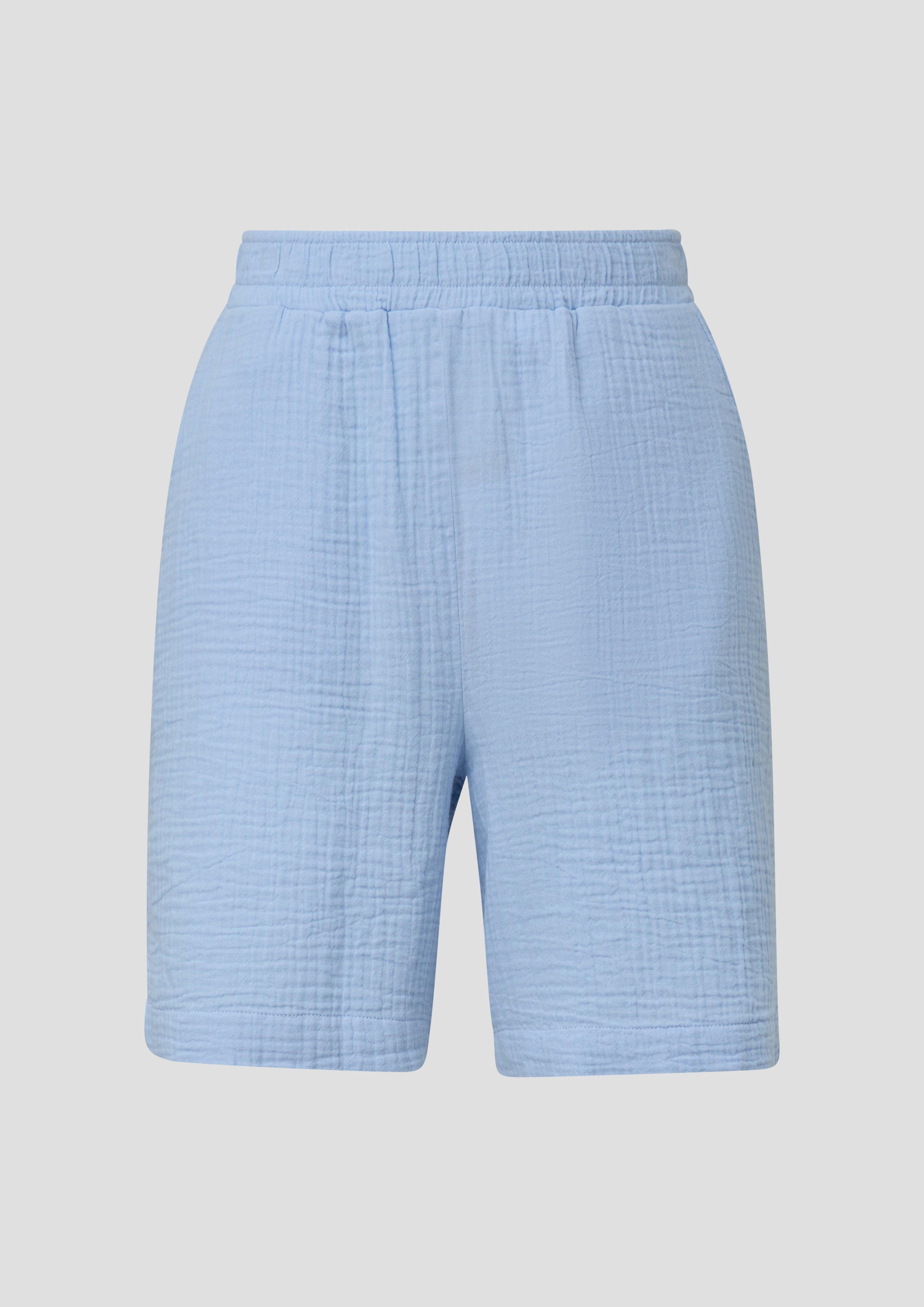 s.Oliver - Baumwoll-Shorts mit Elastikbund und Musterstruktur, Damen, blau