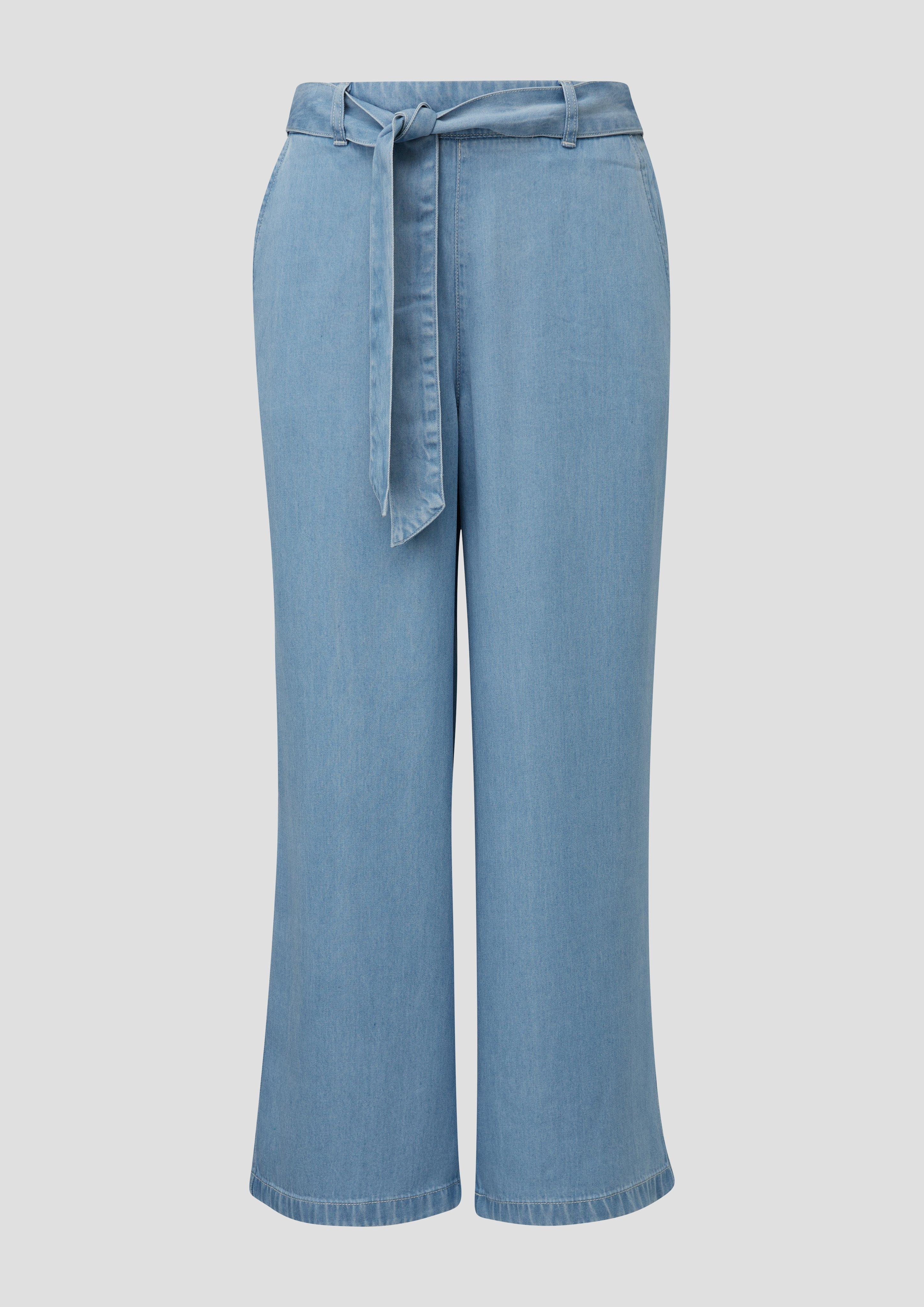 s.Oliver - Culotte-Jeans aus Lyocell / High Rise / Wide Leg / Bindegürtel, Damen, blau