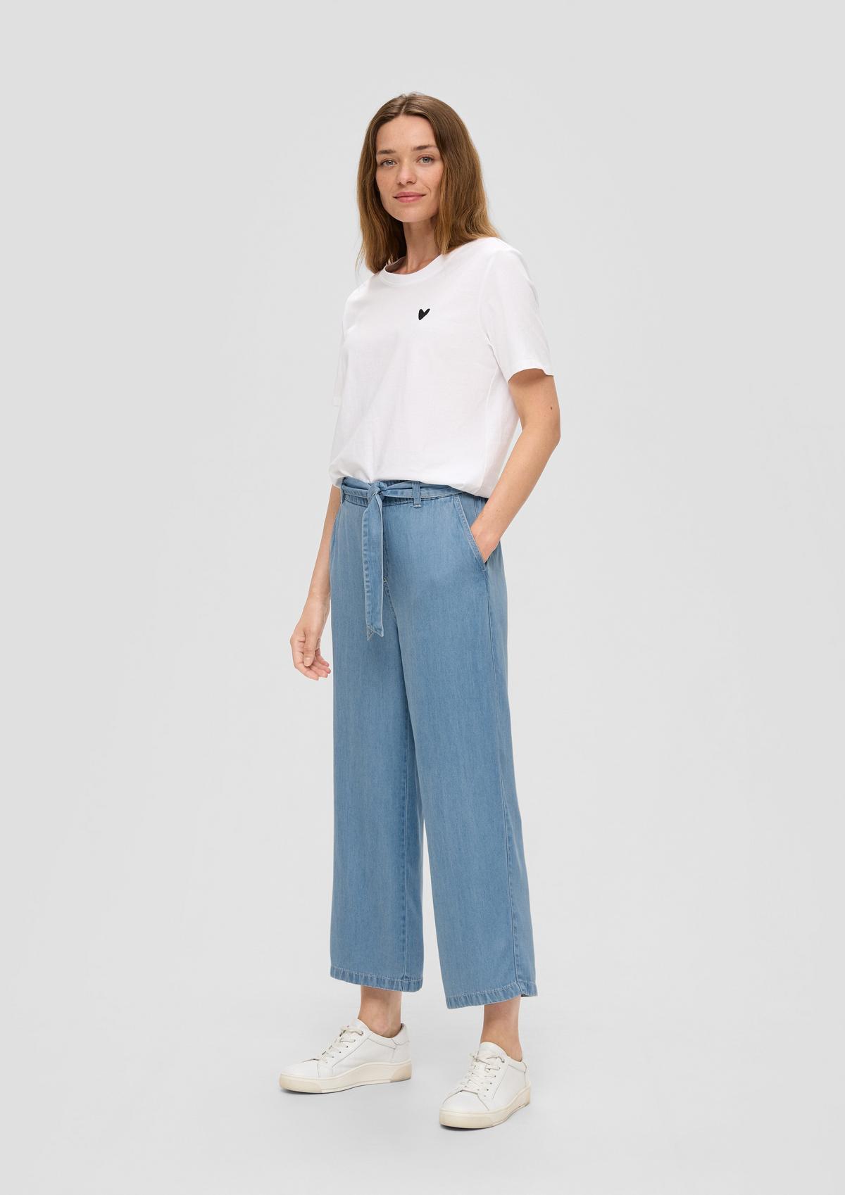 Culotte-Jeans aus Lyocell / High Rise / Wide Leg / Bindegürtel