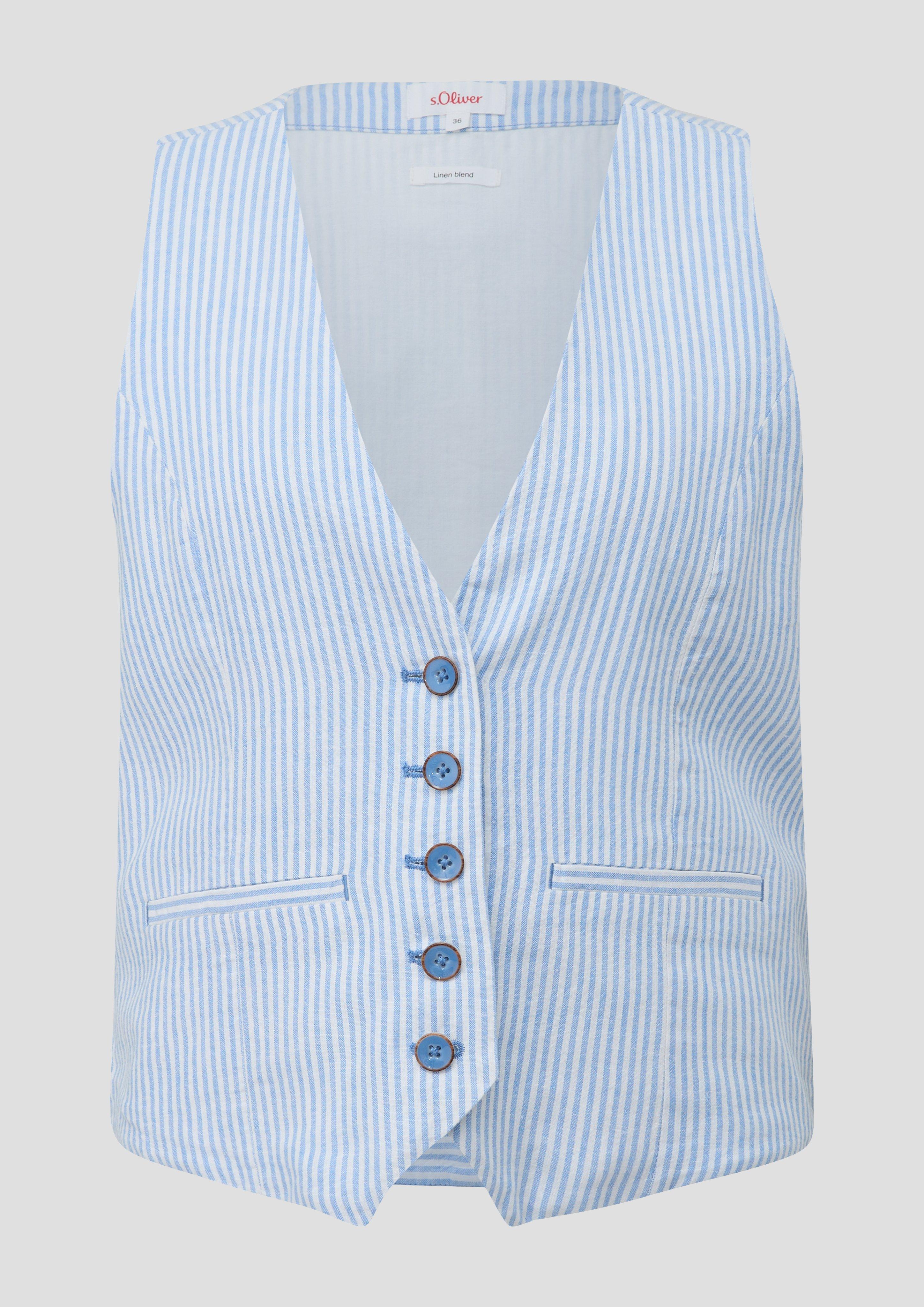 s.Oliver - Antaillierte Weste aus Leinenmix mit Baumwollfutter, Damen, blau