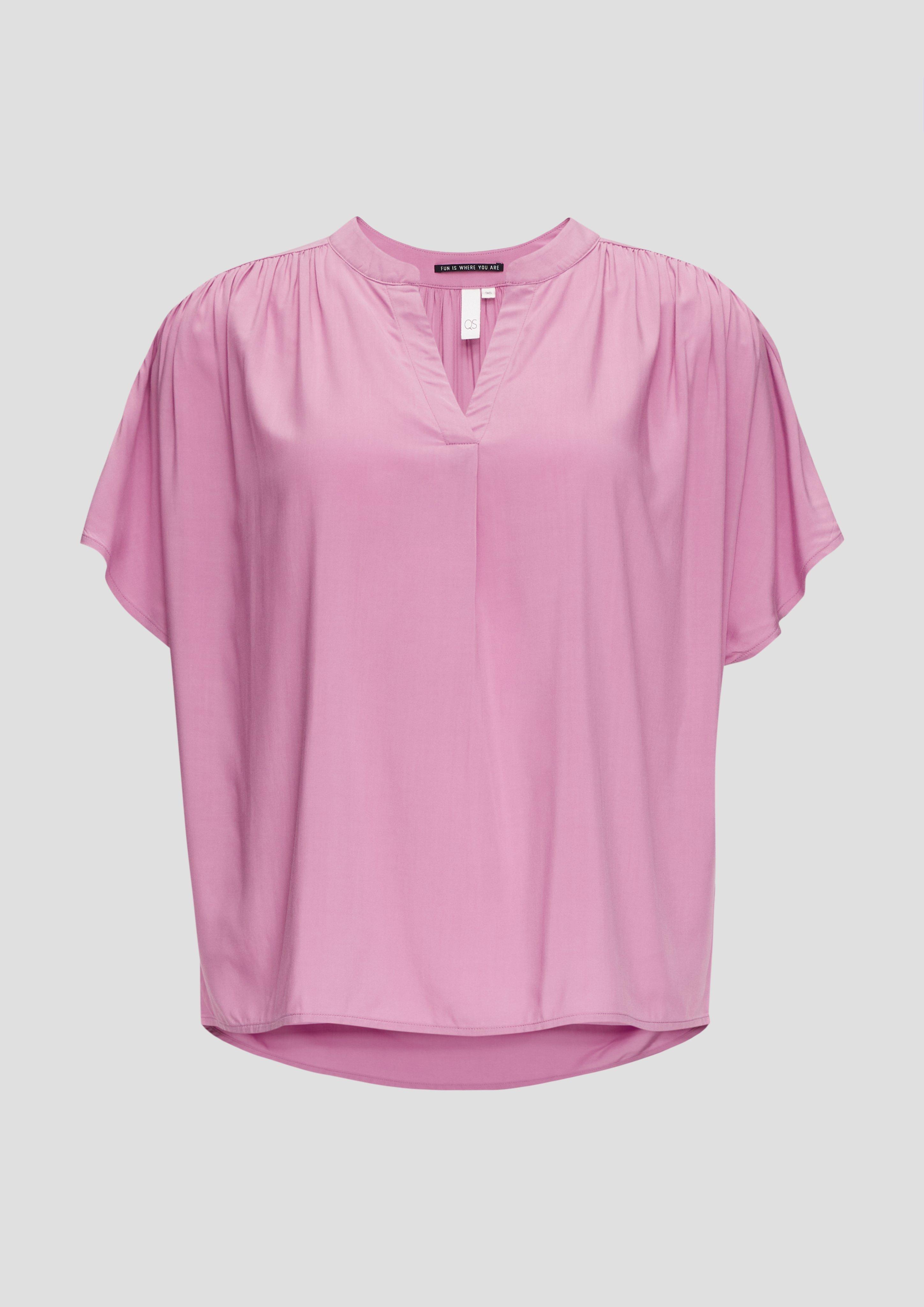 QS - Viskosebluse mit Tunikaausschnitt, Damen, lila