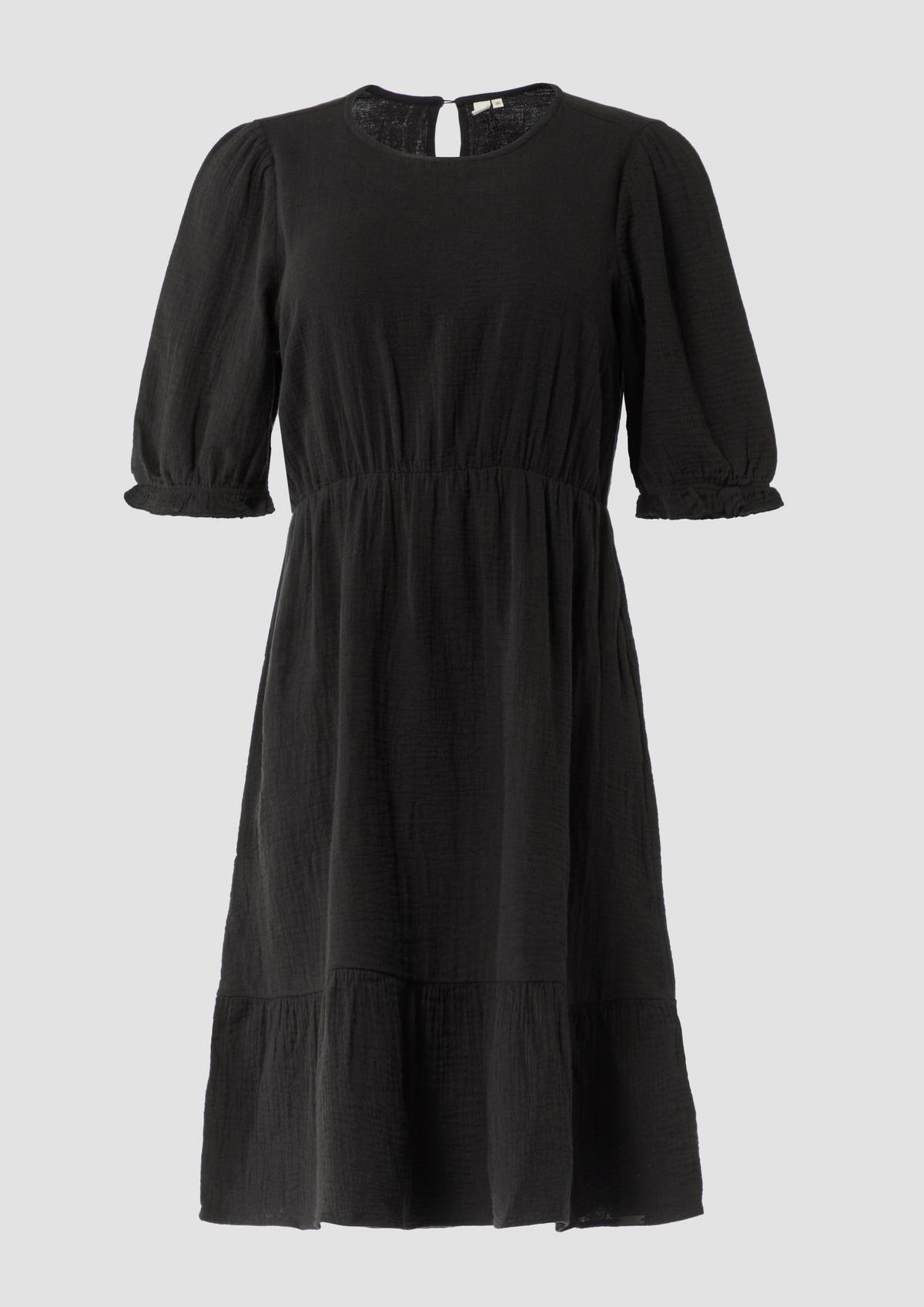 s.Oliver Kurzes Baumwoll-Kleid mit Raffungen und elastischen Bündchen