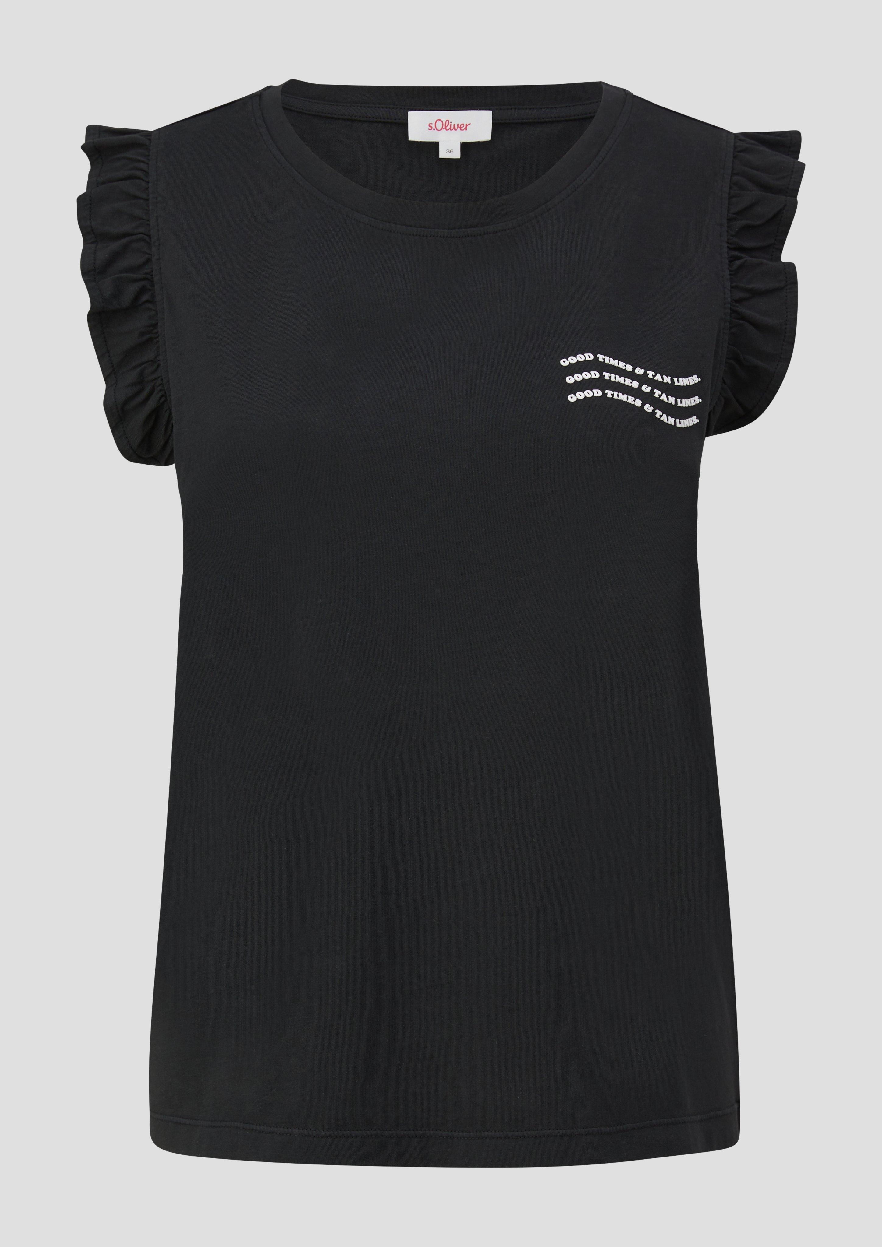 Thumbnail - s.Oliver - Ärmelloses Jersey-Shirt mit Rüschen, Damen, schwarz