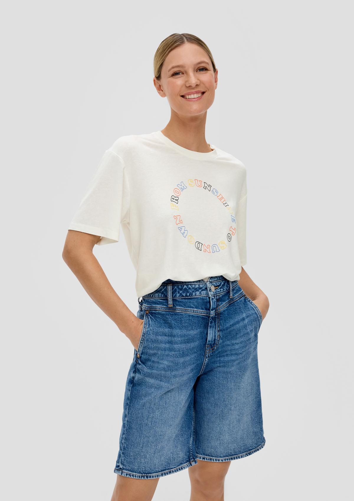 s.Oliver Linen blend T-shirt with a ribbed trim