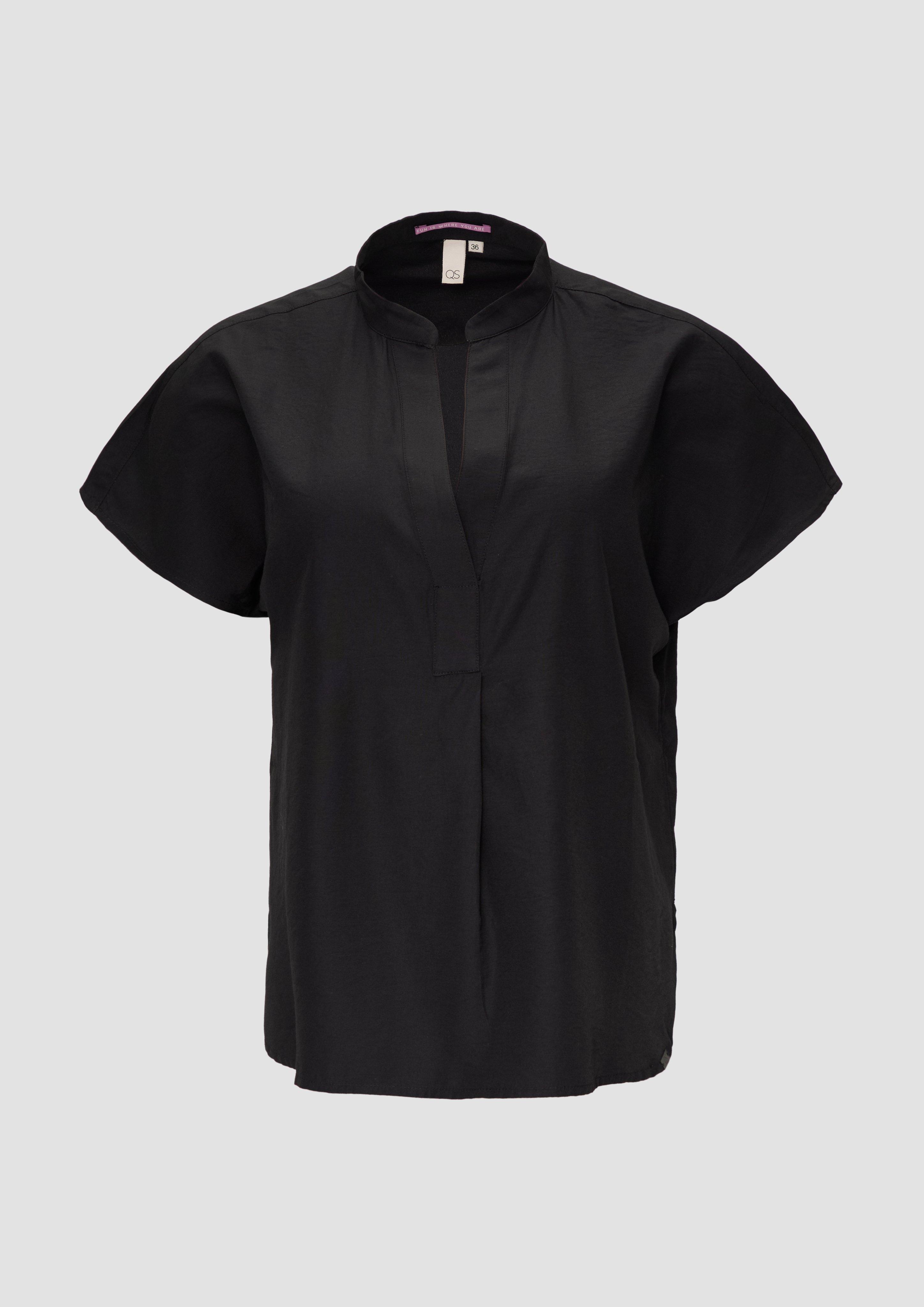 QS - Blusenshirt aus Popeline, Damen, schwarz