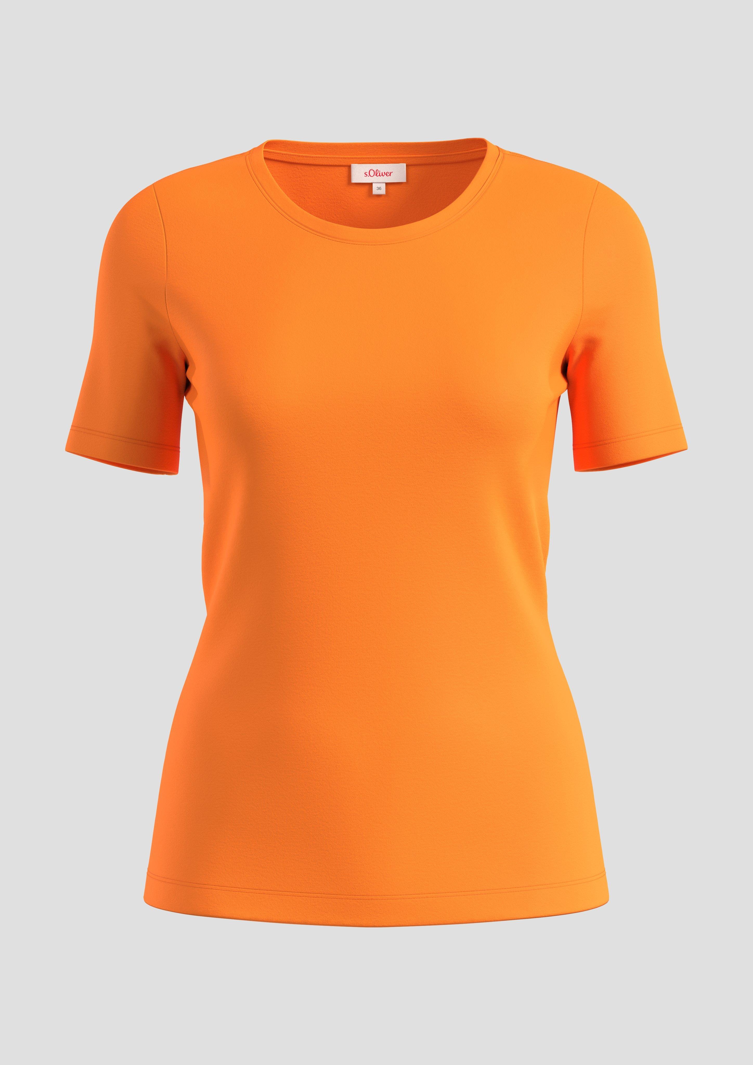 s.Oliver - Baumwoll-T-Shirt im Slim Fit, Damen, Orange