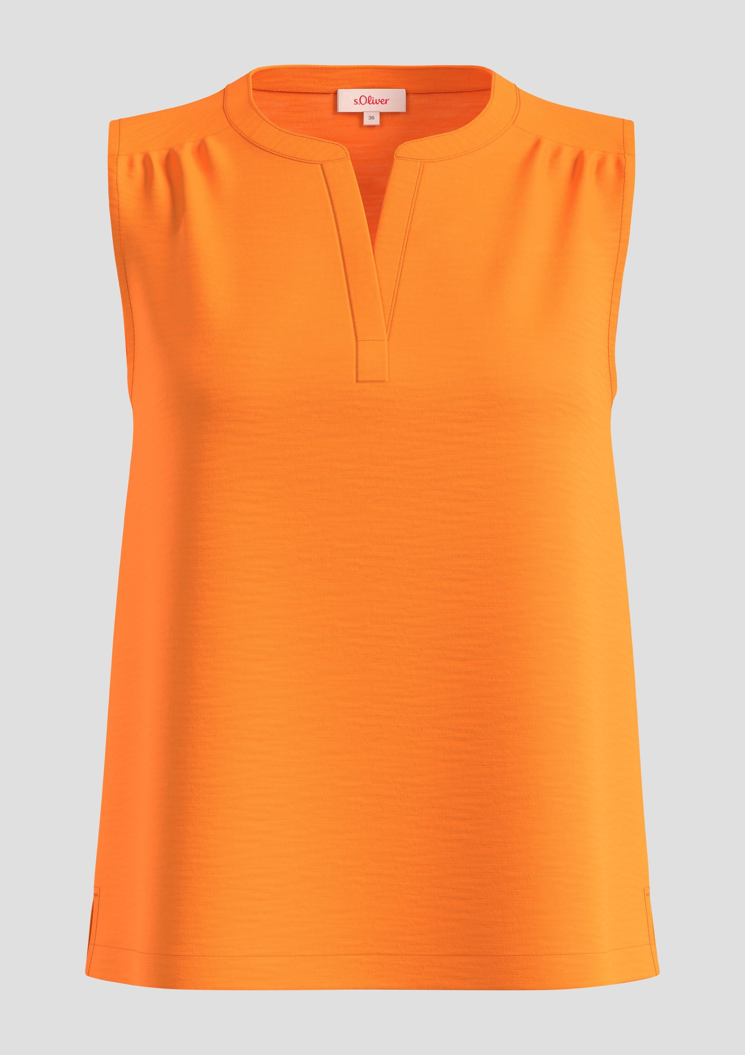 s.Oliver - Ärmelloses Shirt mit Tunika-Ausschnitt und Garment Dye, Damen, Orange