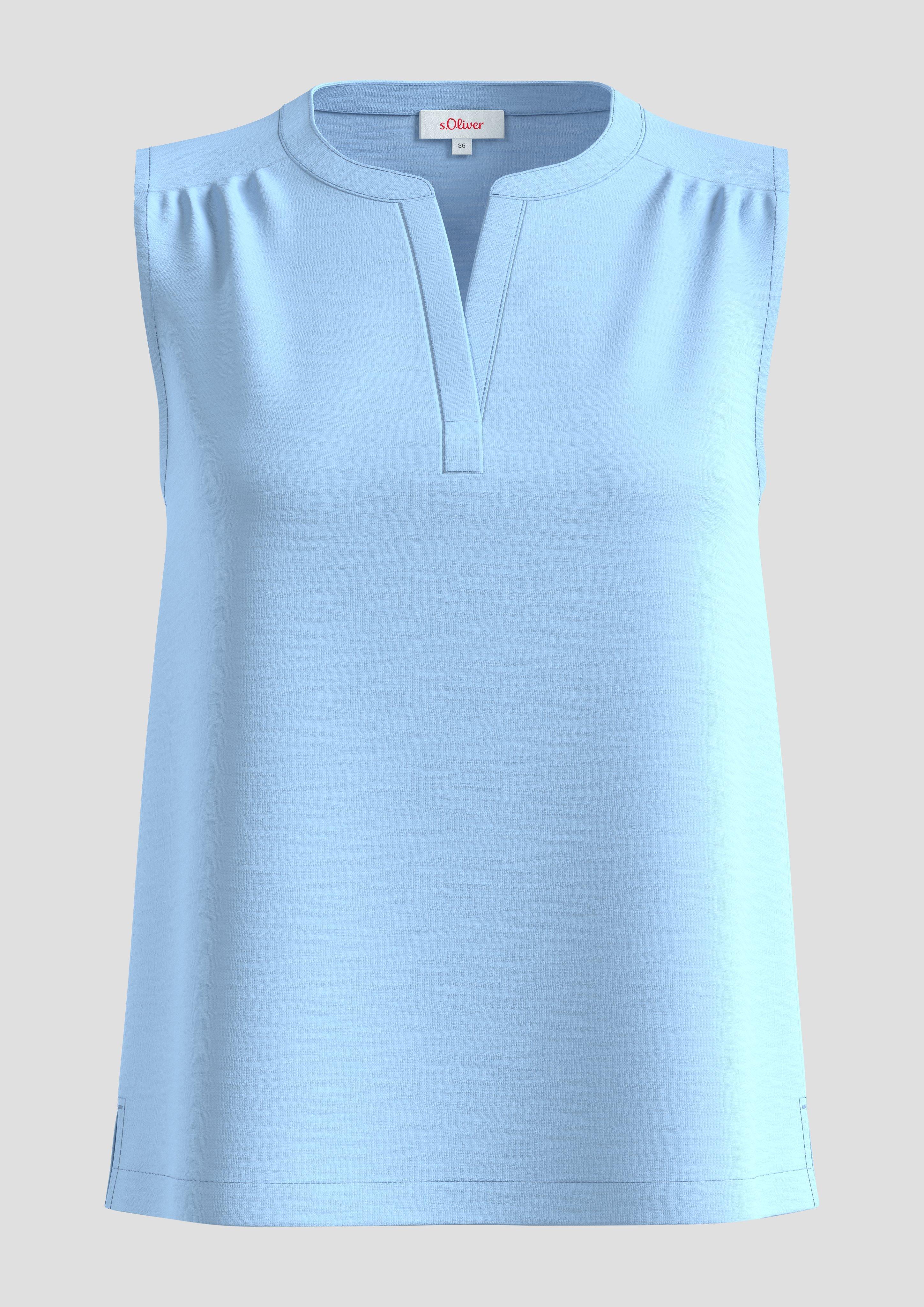 s.Oliver - Ärmelloses Shirt mit Tunika-Ausschnitt und Garment Dye, Damen, blau