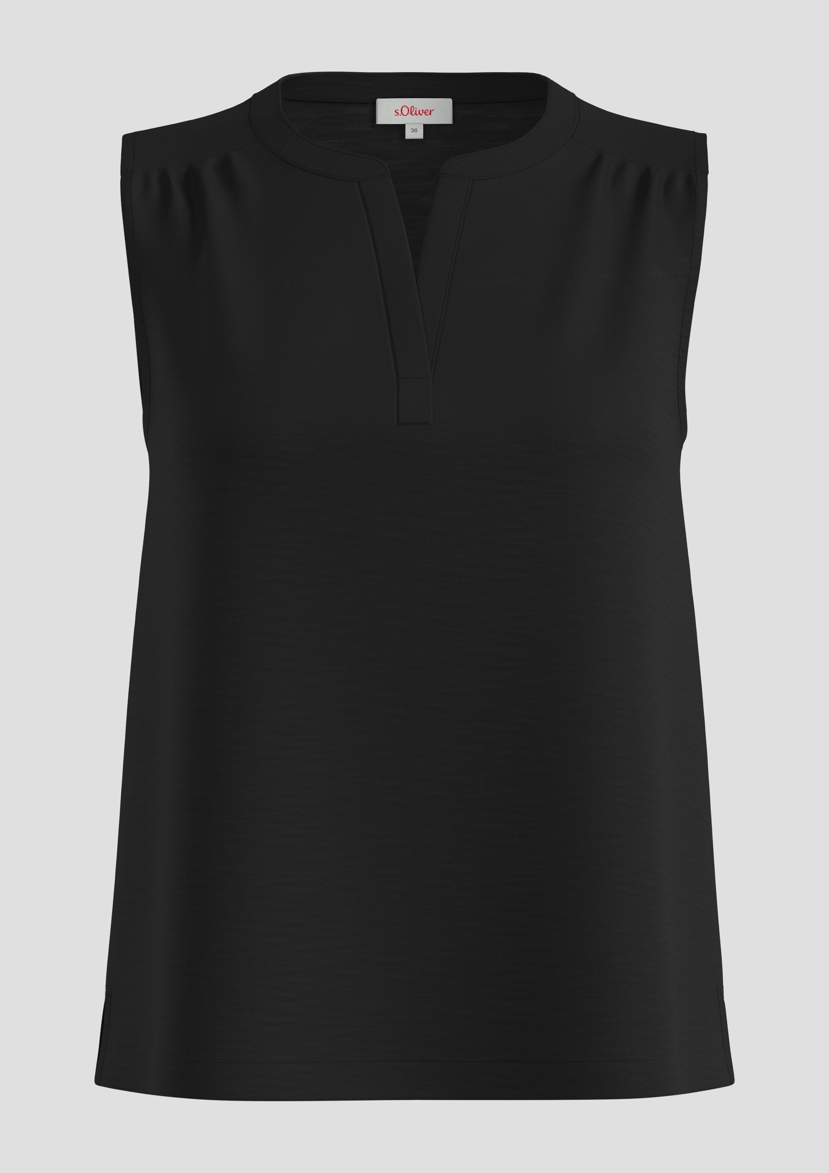 Thumbnail - s.Oliver - Ärmelloses Shirt mit Tunika-Ausschnitt und Garment Dye, Damen, schwarz
