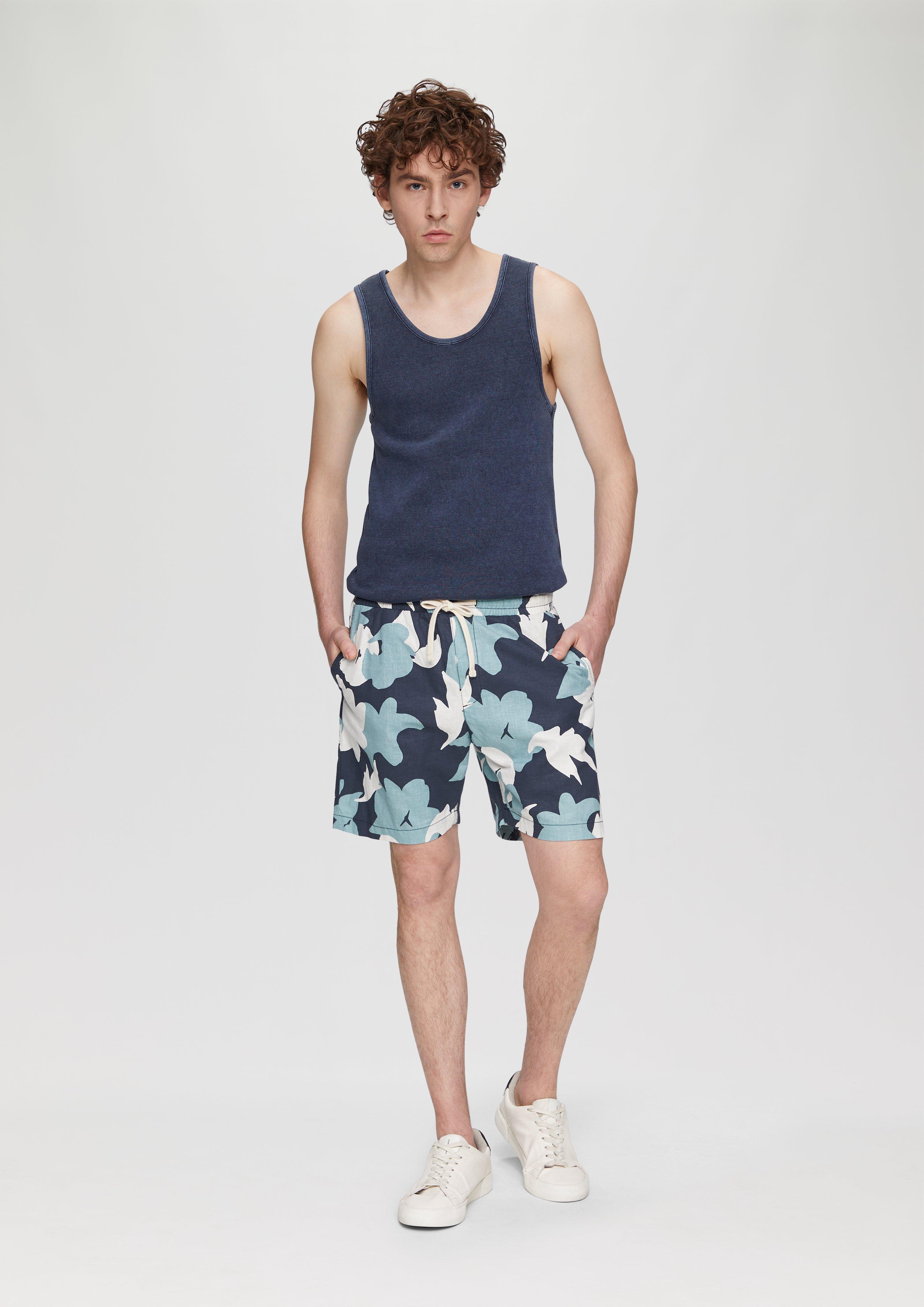 S.Oliver Shorts mit All-over-Print und elastischem Bund