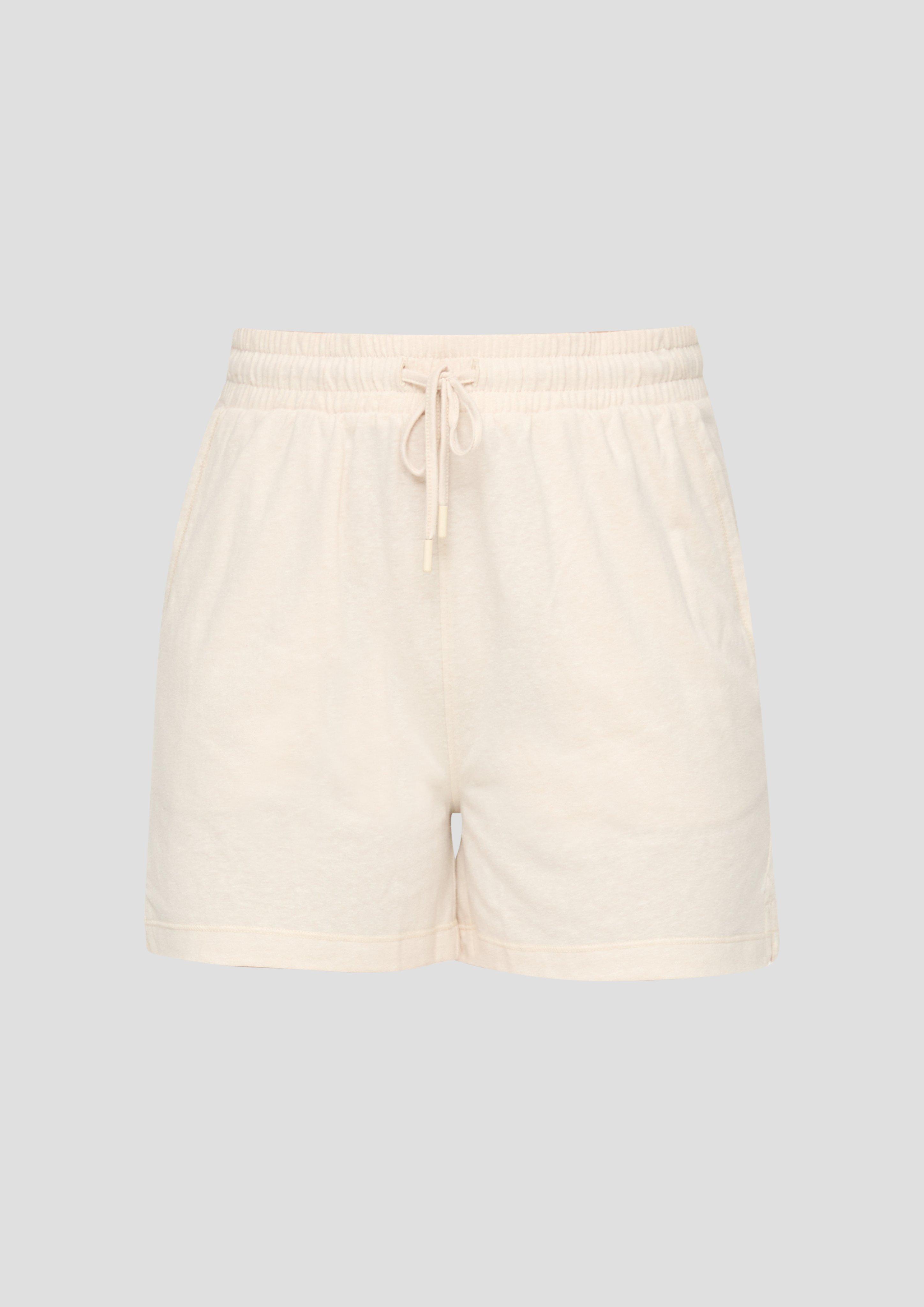 s.Oliver - Shorts aus Jersey mit Flammgarnstruktur, Damen, Beige