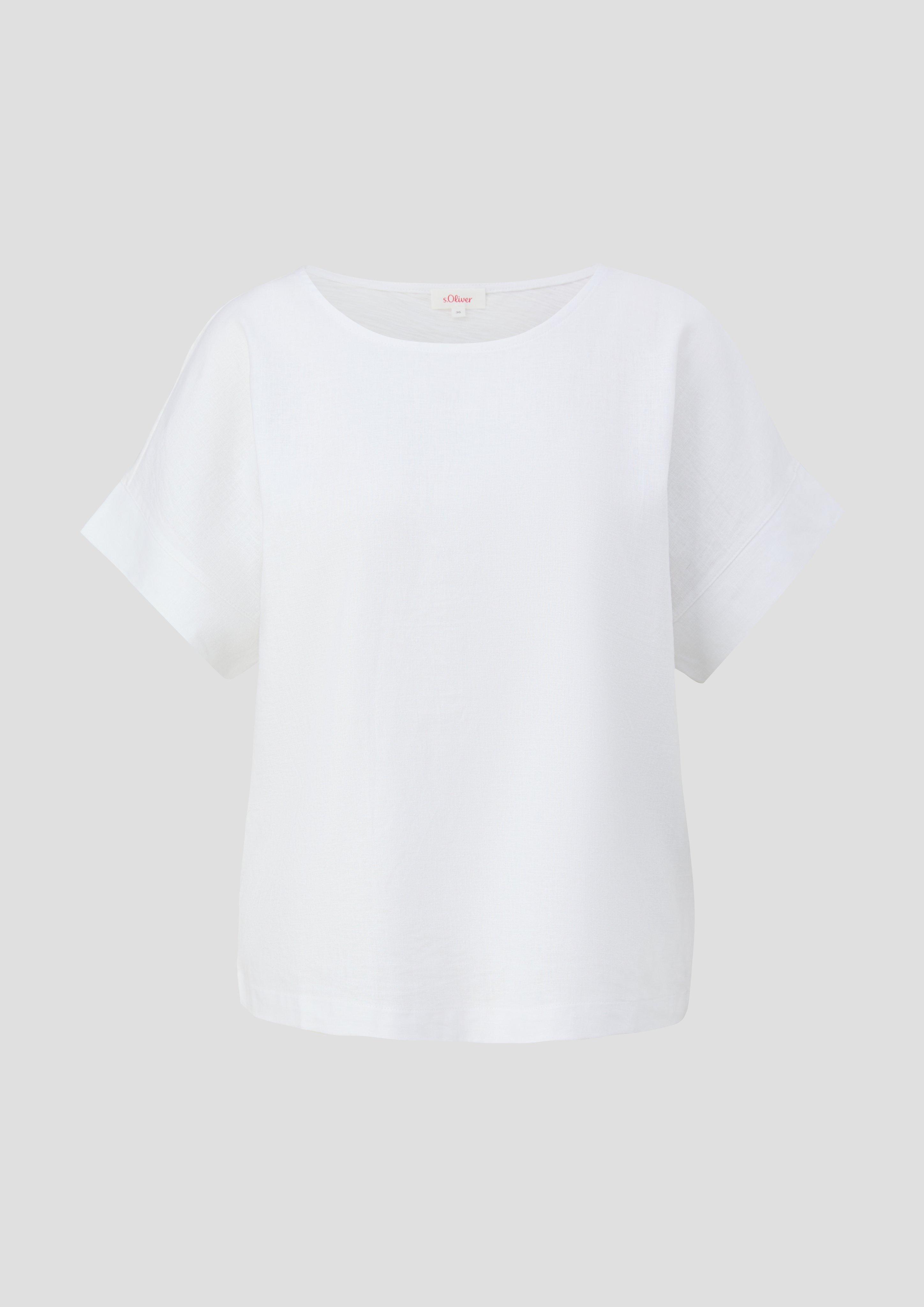 s.Oliver - Fabricmix-T-Shirt im Relaxed Fit, Damen, weiß