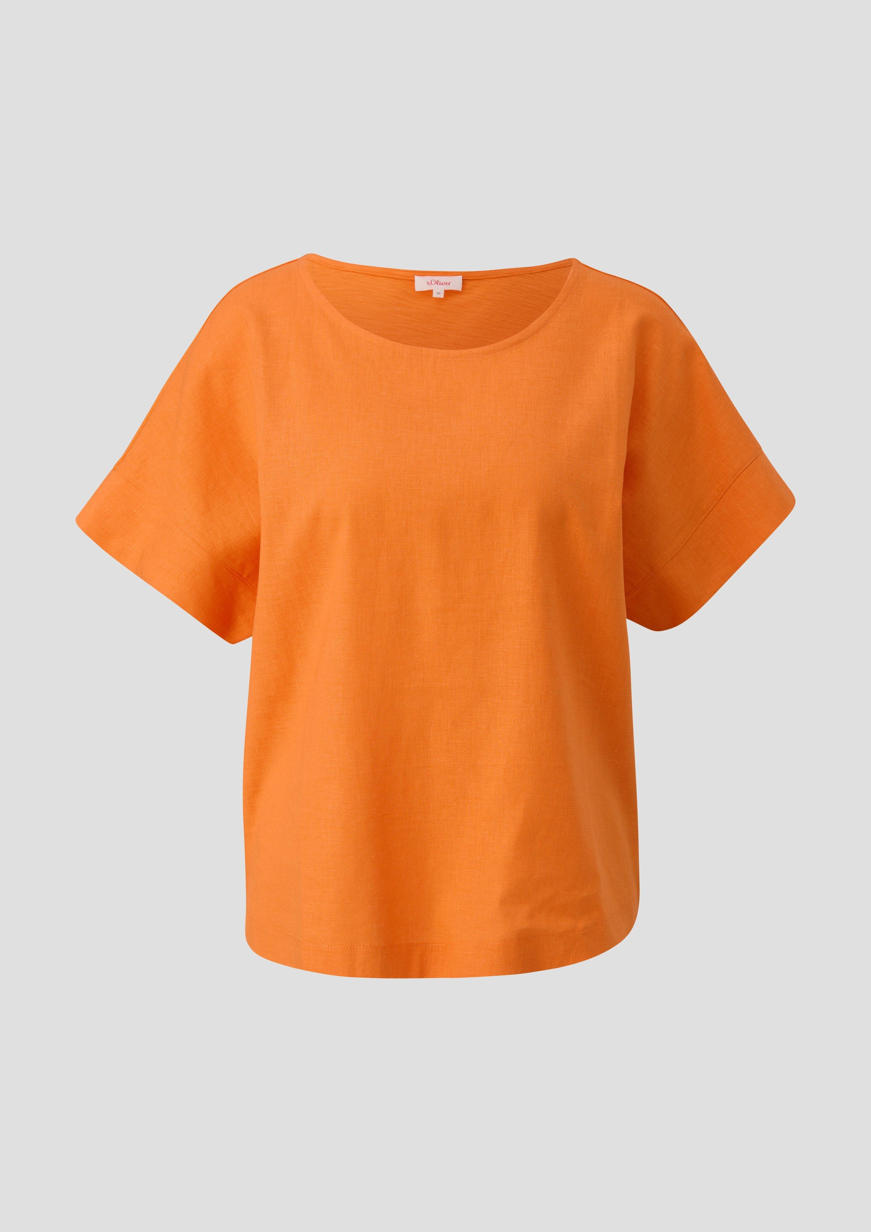 s.Oliver - Fabricmix-T-Shirt im Relaxed Fit, Damen, Orange