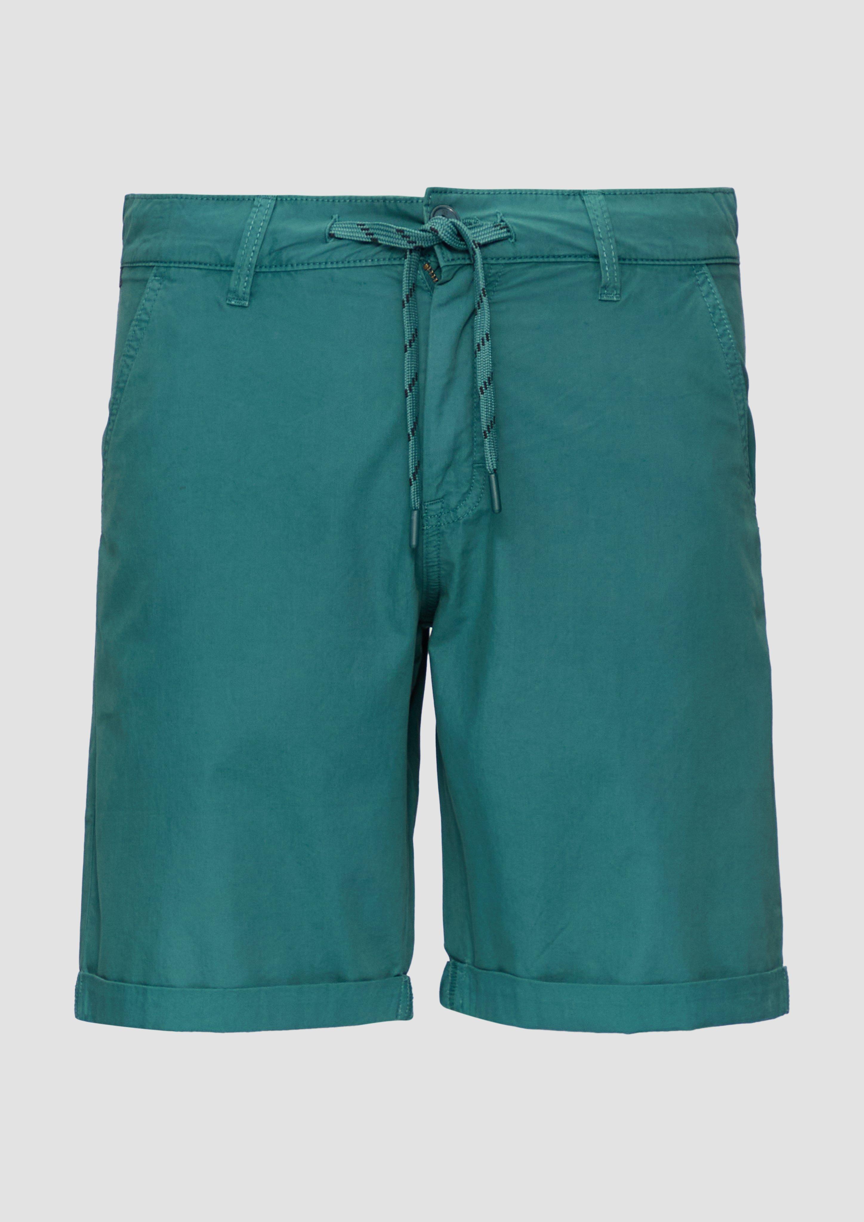 QS - Chino-Shorts aus Baumwolle mit fixiertem Umschlag, Herren, Blau