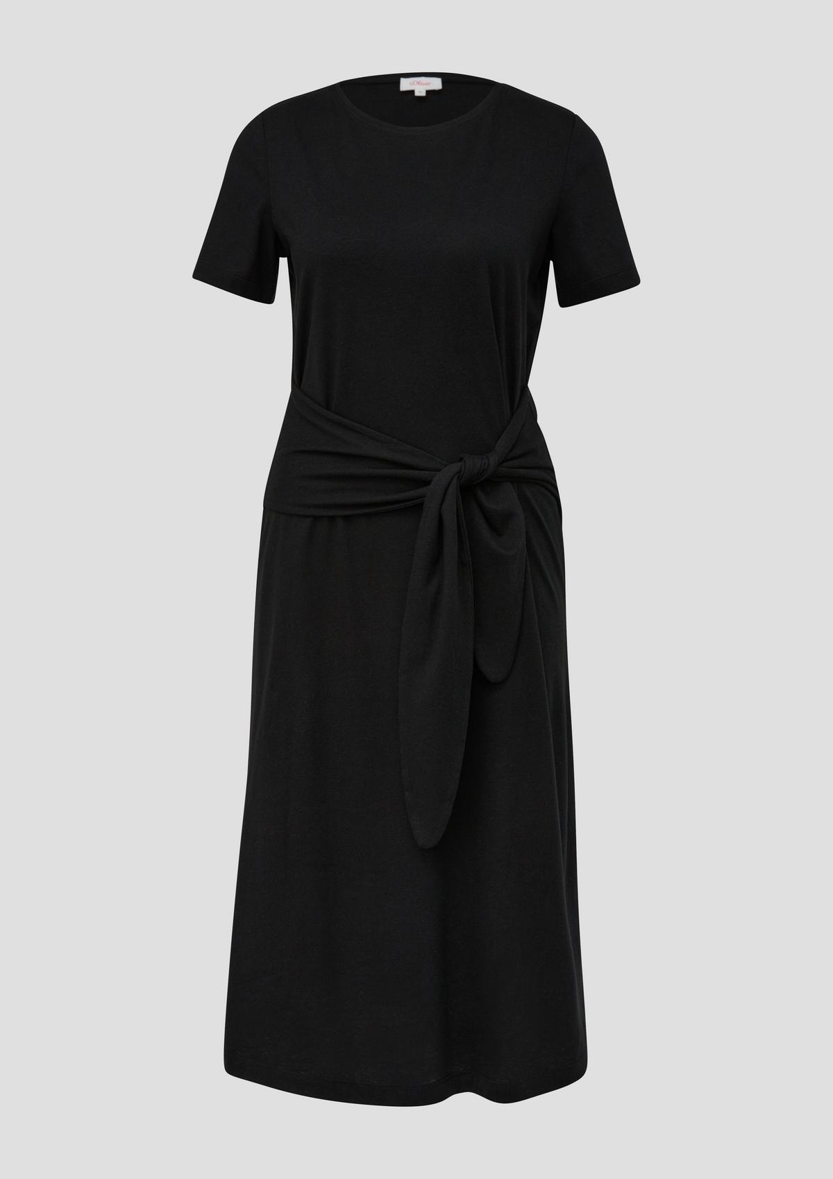 s.Oliver Jersey-Kleid mit Rundhalsausschnitt und Knoten-Detail