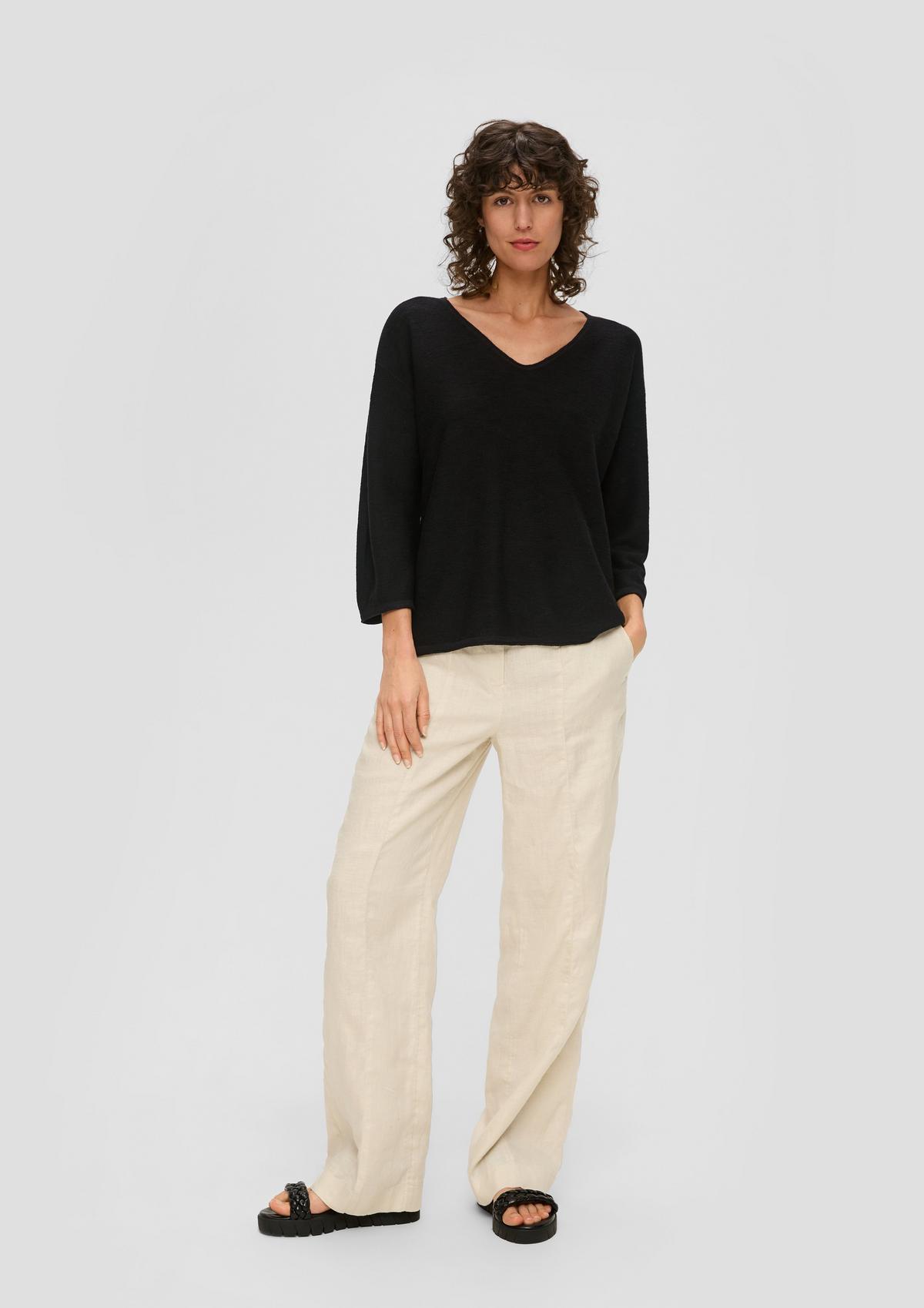s.Oliver Fine knit jumper in a linen blend with a bateau neckline