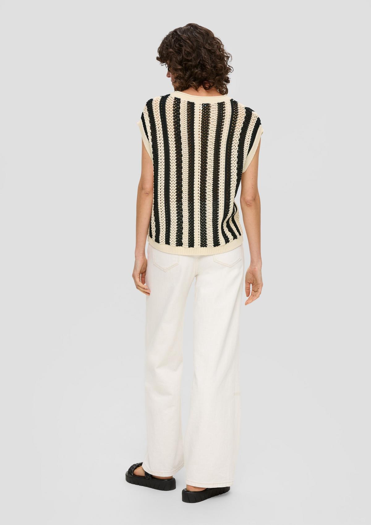 s.Oliver Sleeveless knitted top made of cotton with dropped shoulders
