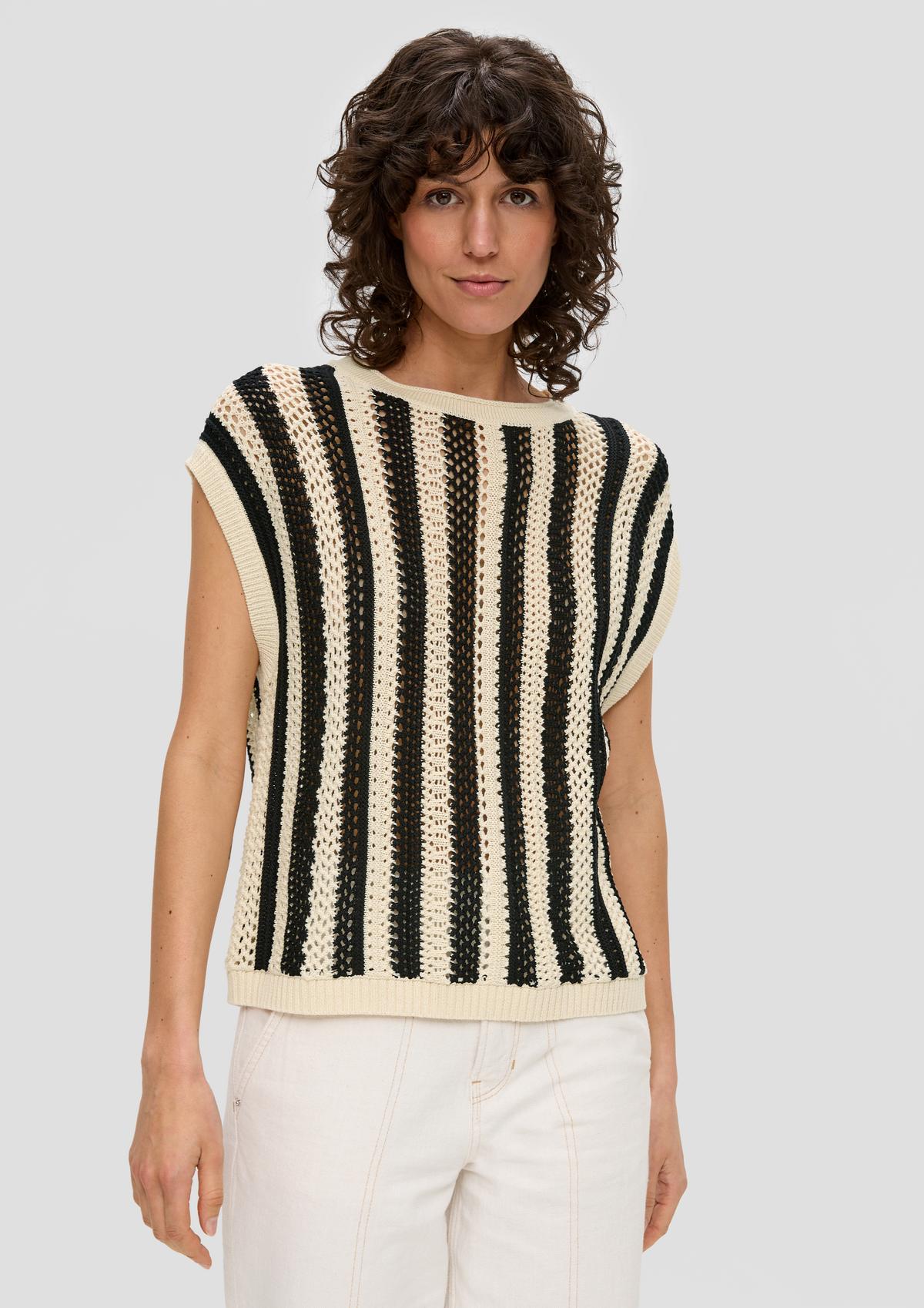 s.Oliver Sleeveless knitted top made of cotton with dropped shoulders