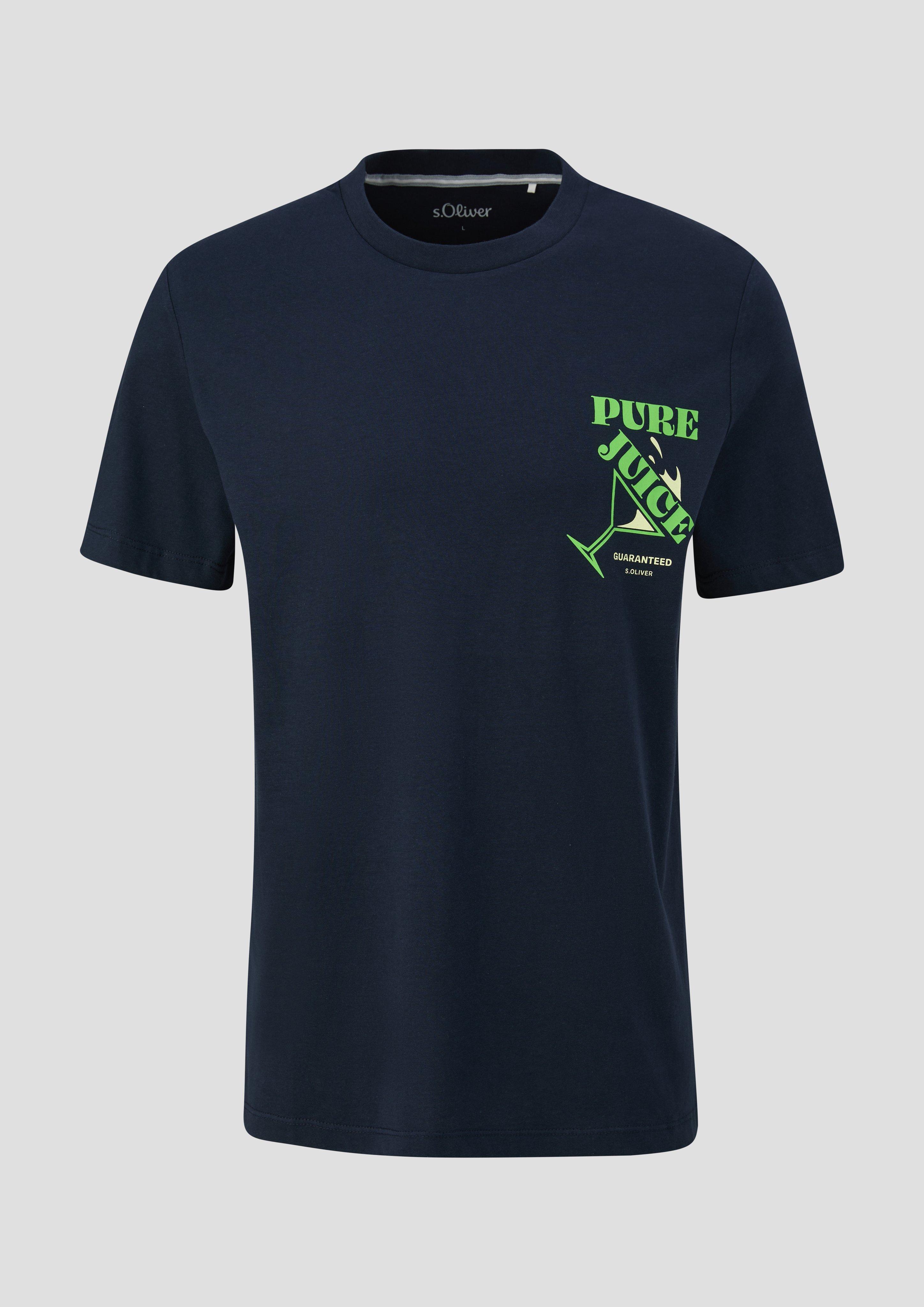 Thumbnail - s.Oliver - Baumwoll-T-Shirt mit Frontprint, Herren, blau