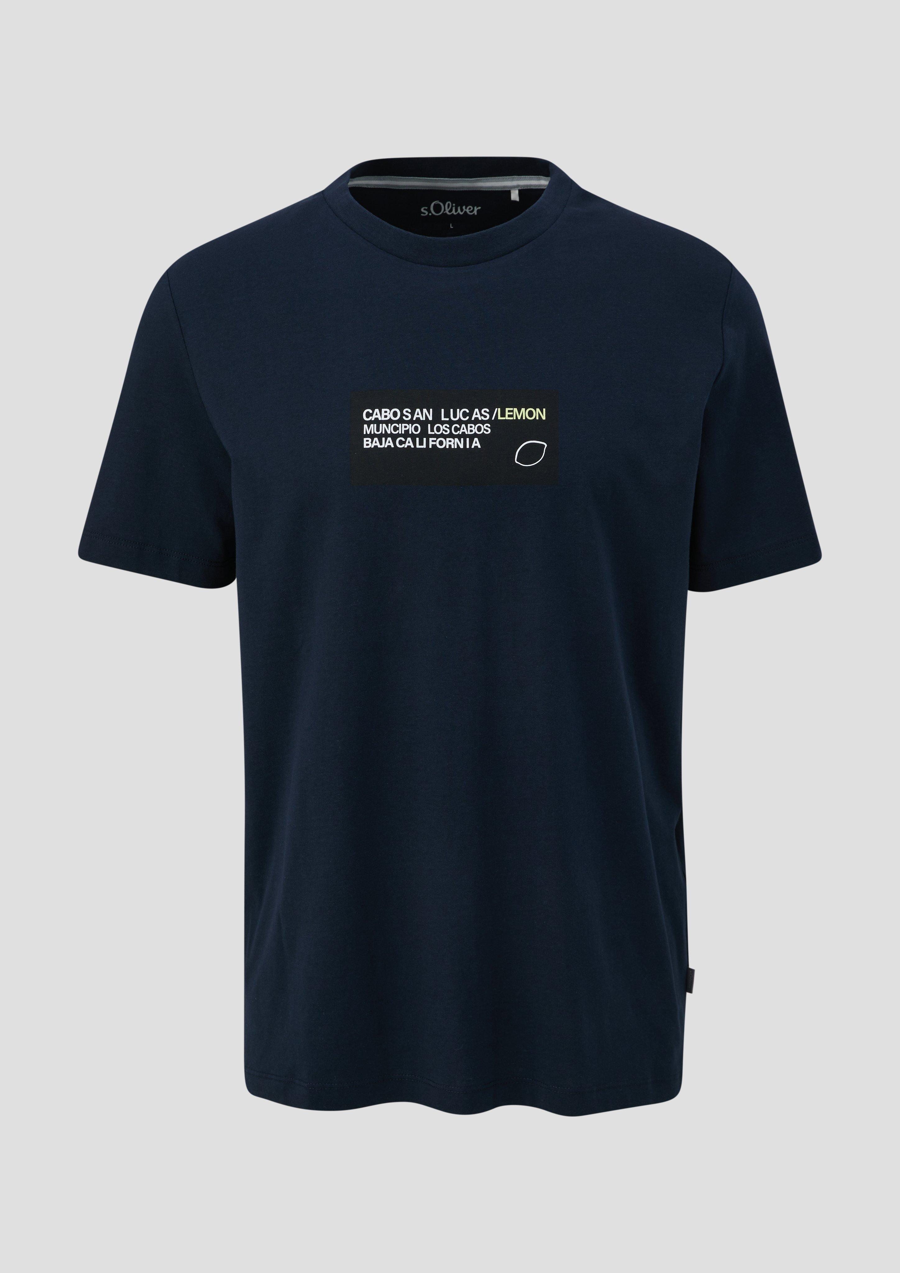s.Oliver - T-Shirt aus Baumwoll-Jersey mit Frontprint, Herren, blau