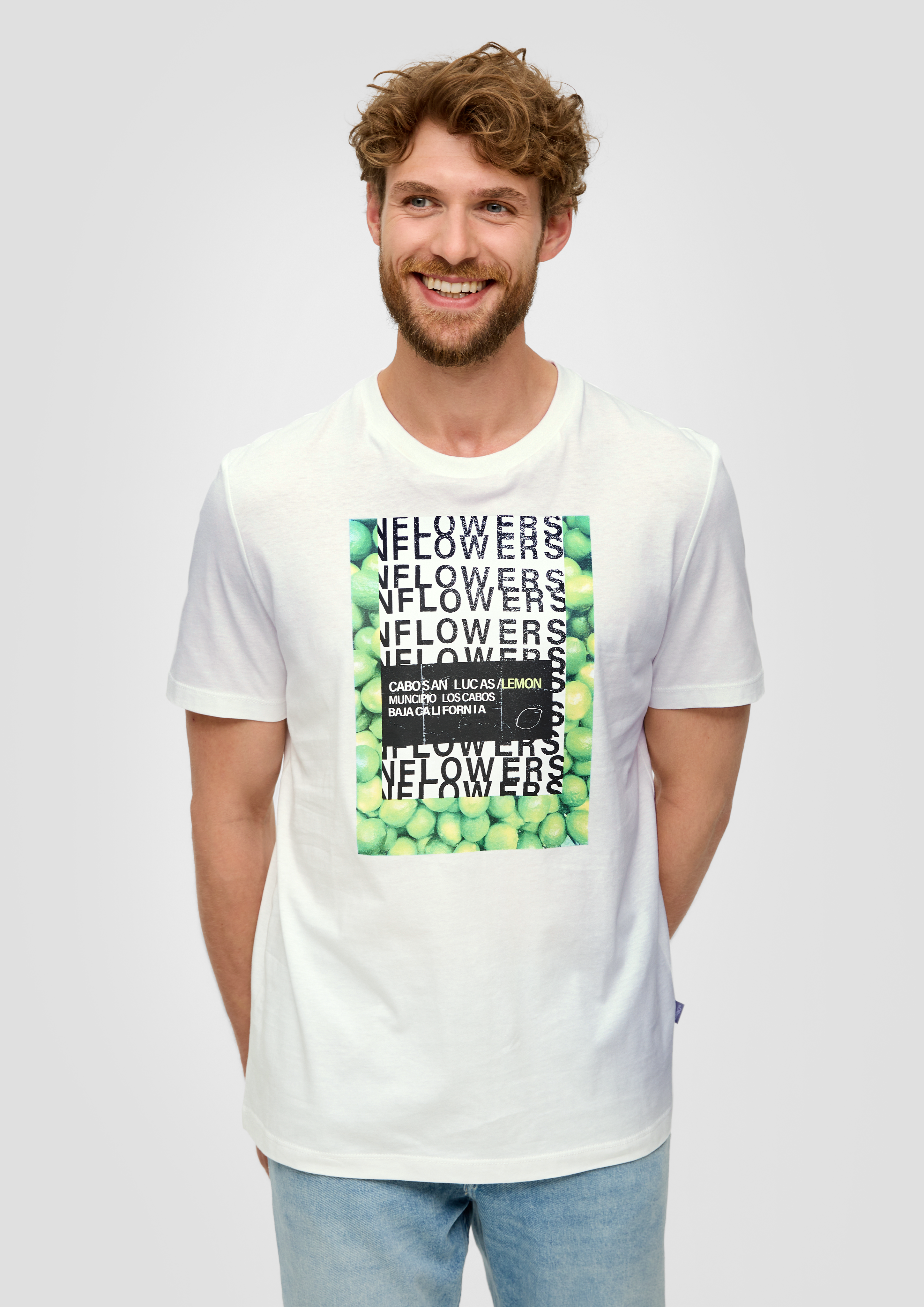 S.Oliver Baumwoll-T-Shirt mit Crew Neck und Frontprint