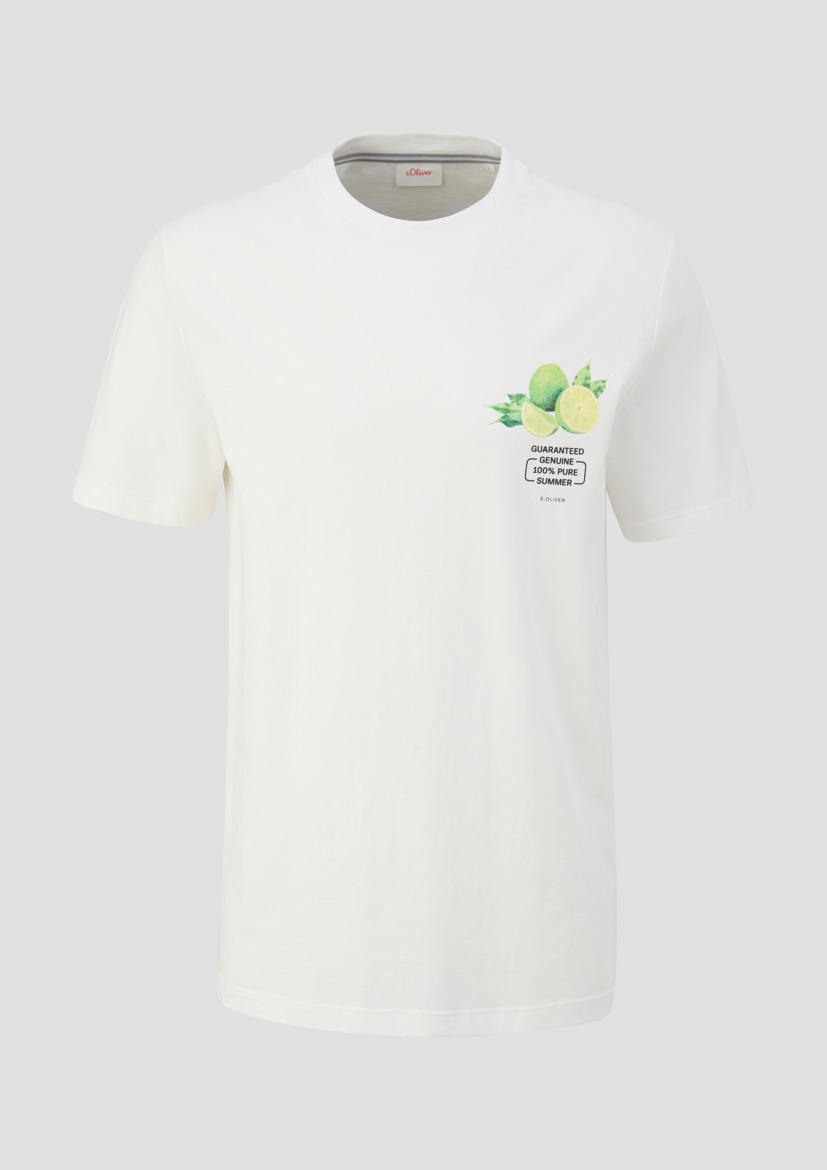 s.Oliver Baumwoll-T-Shirt mit Crew Neck und Frontprint
