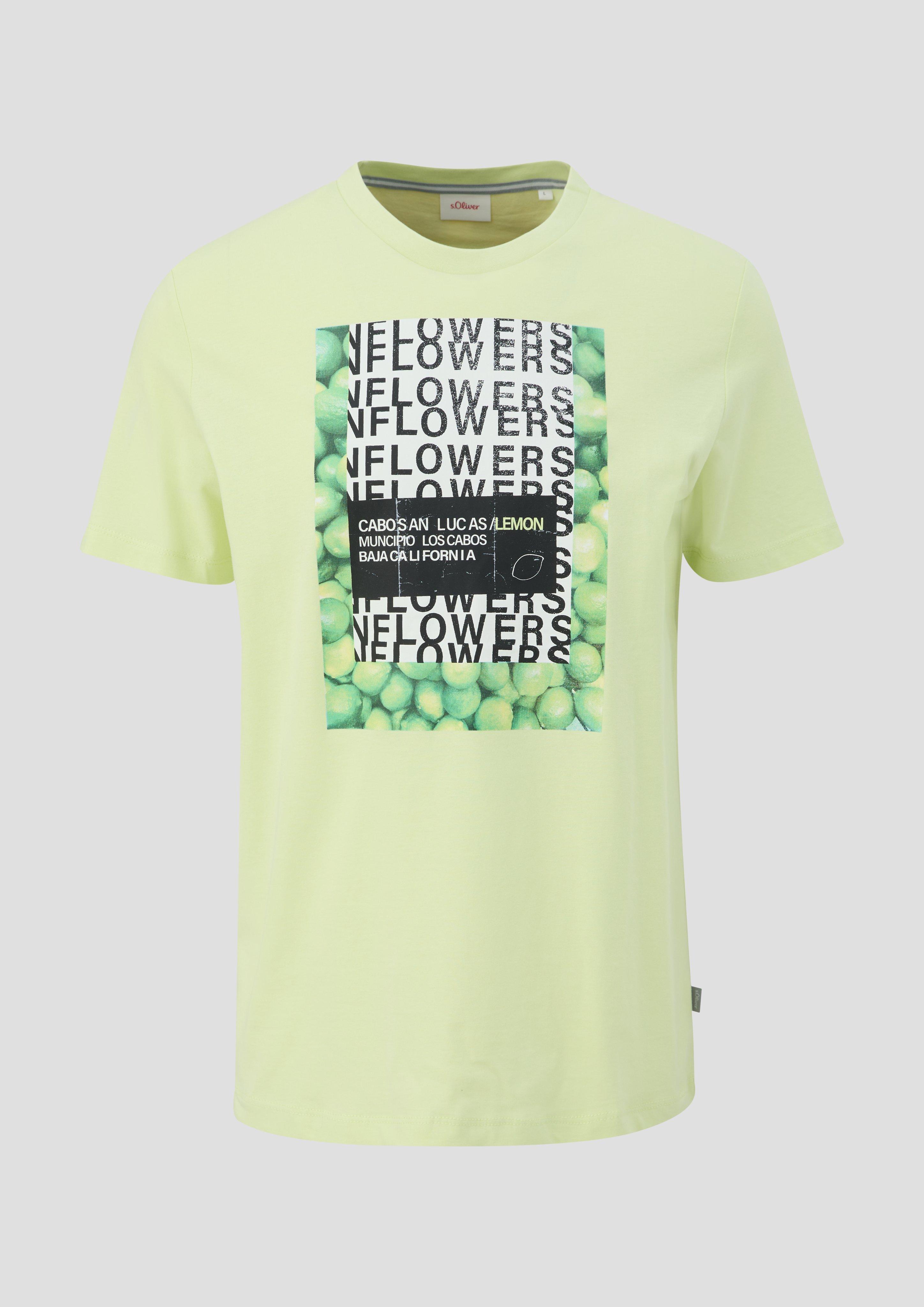 Thumbnail - s.Oliver - Baumwoll-T-Shirt mit Crew Neck und Frontprint, Herren, grün