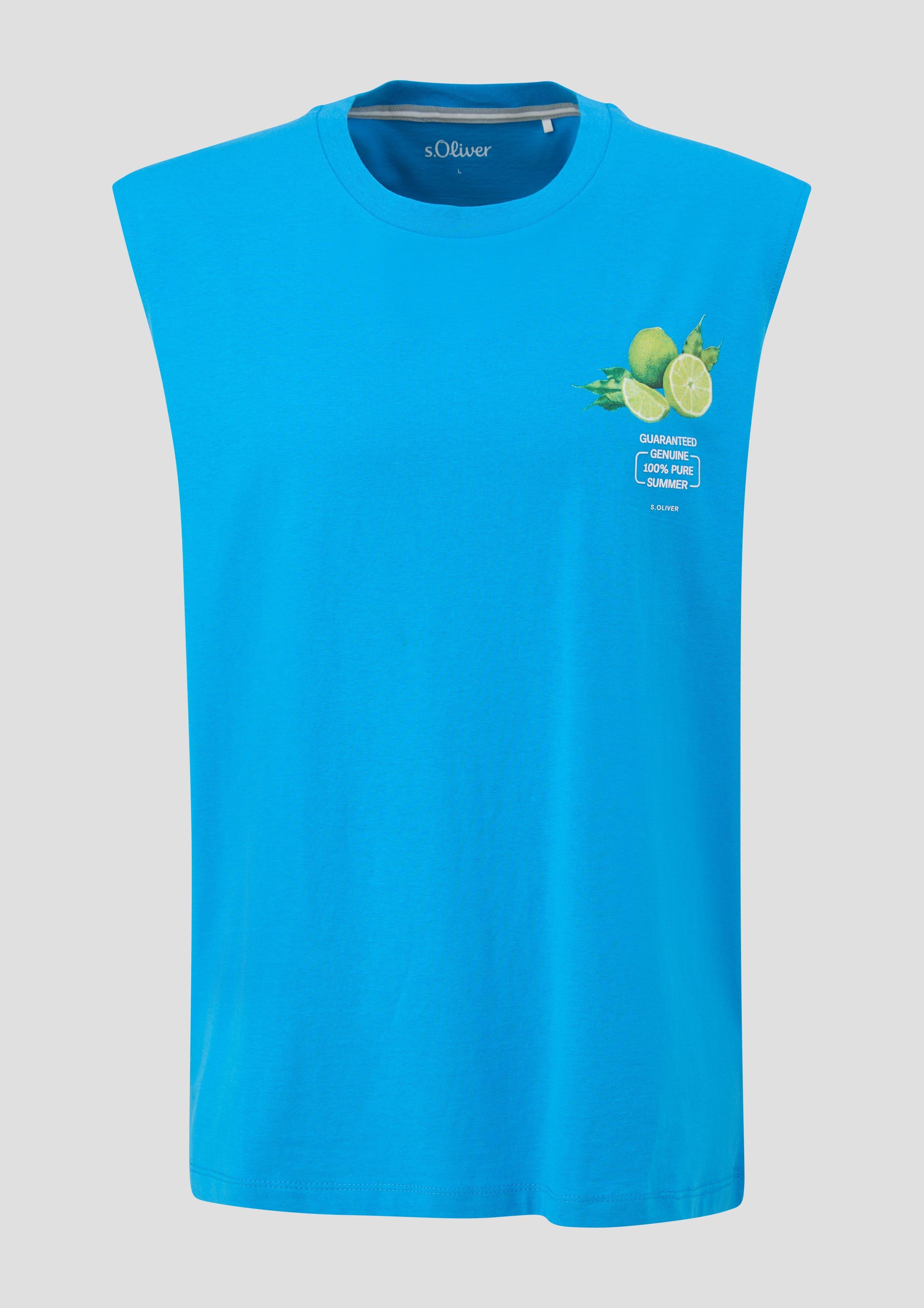 s.Oliver - Tanktop mit Frontprint, Herren, türkis