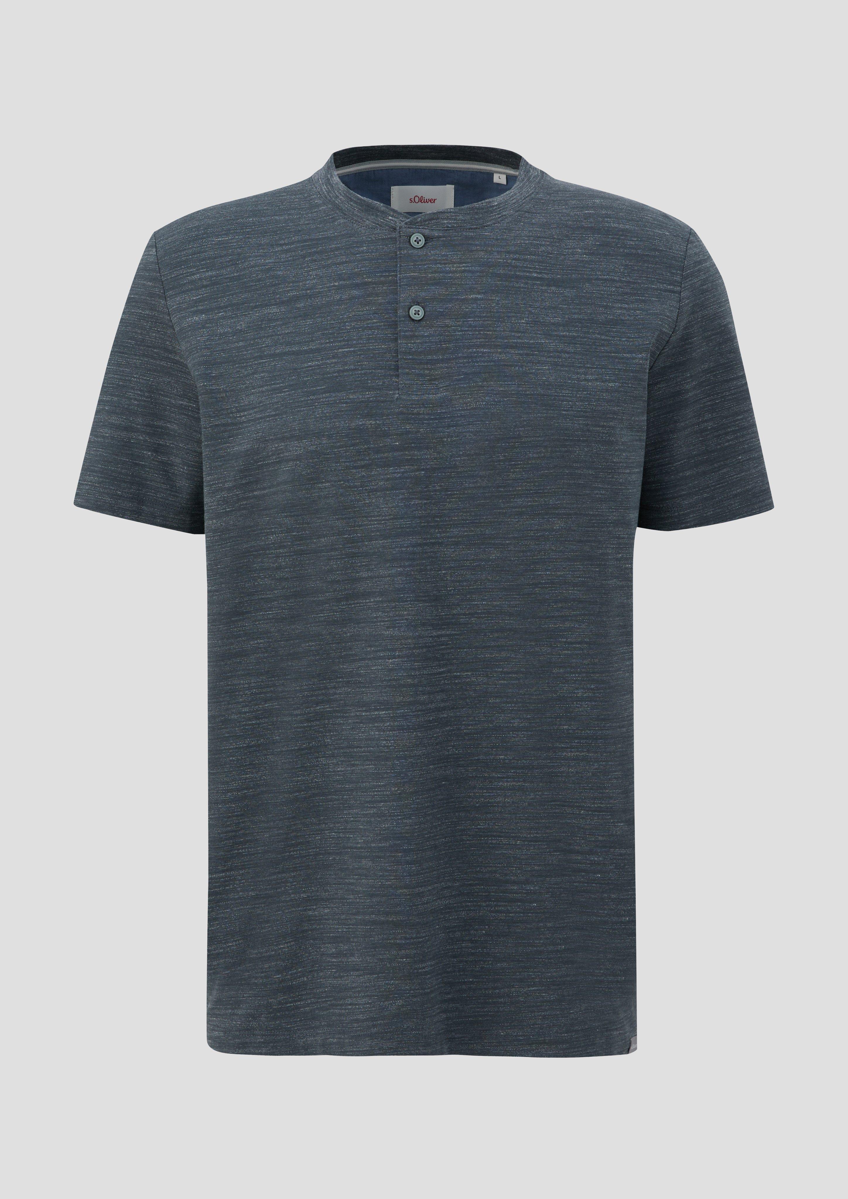 s.Oliver - Meliertes T-Shirt mit Henley-Ausschnitt, Herren, grau