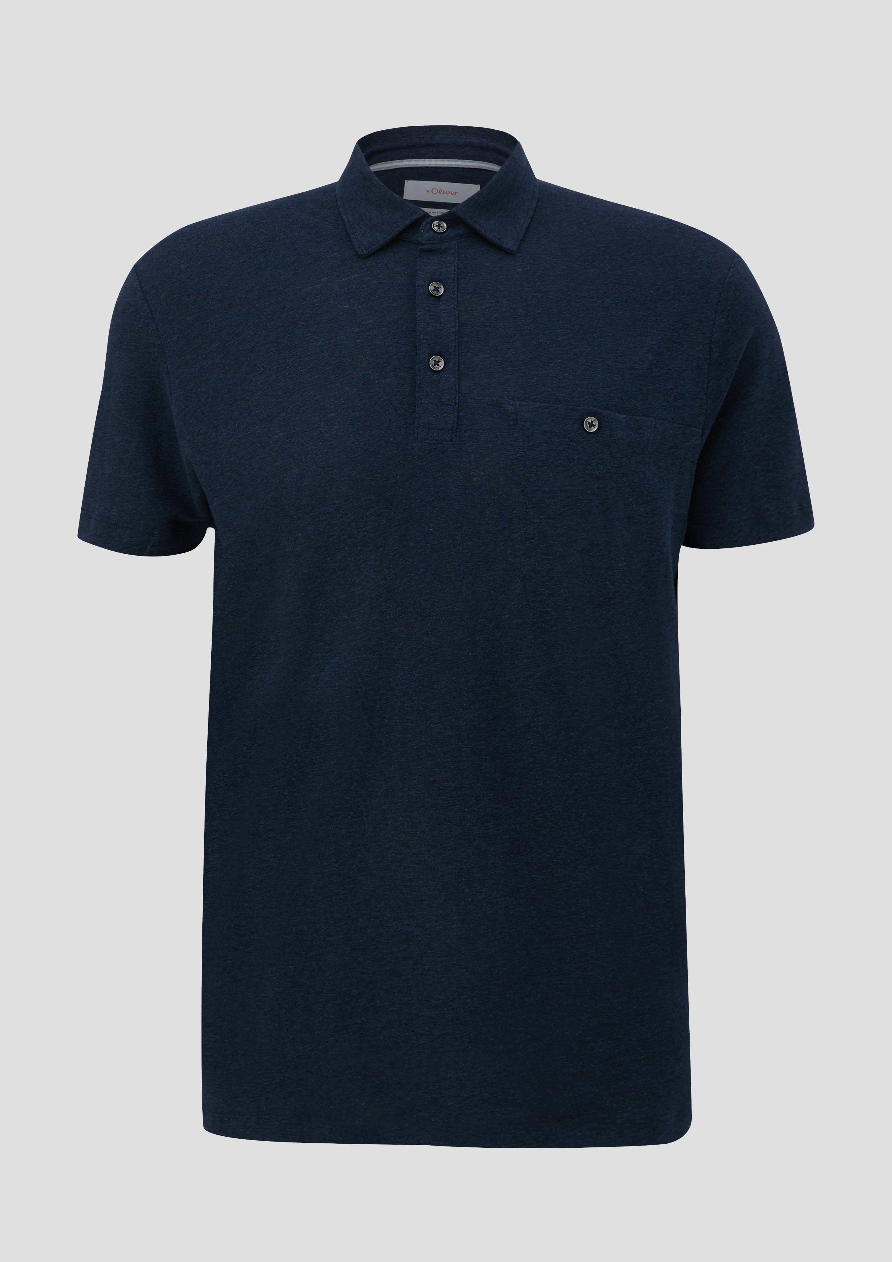 s.Oliver - Poloshirt aus Leinenmix mit Brusttasche, Herren, blau