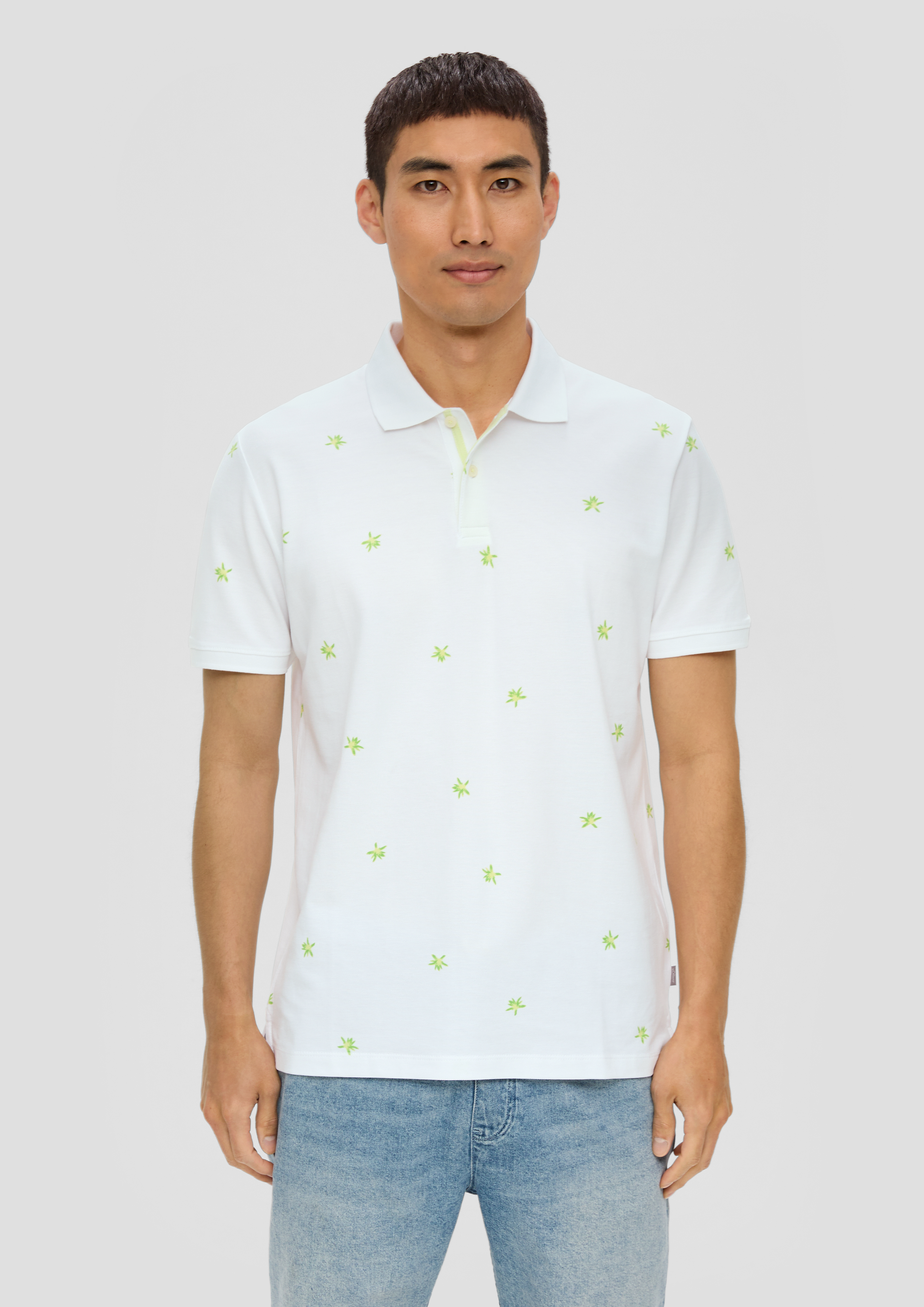 S.Oliver Poloshirt mit All-over-Print und Kontrast-Details