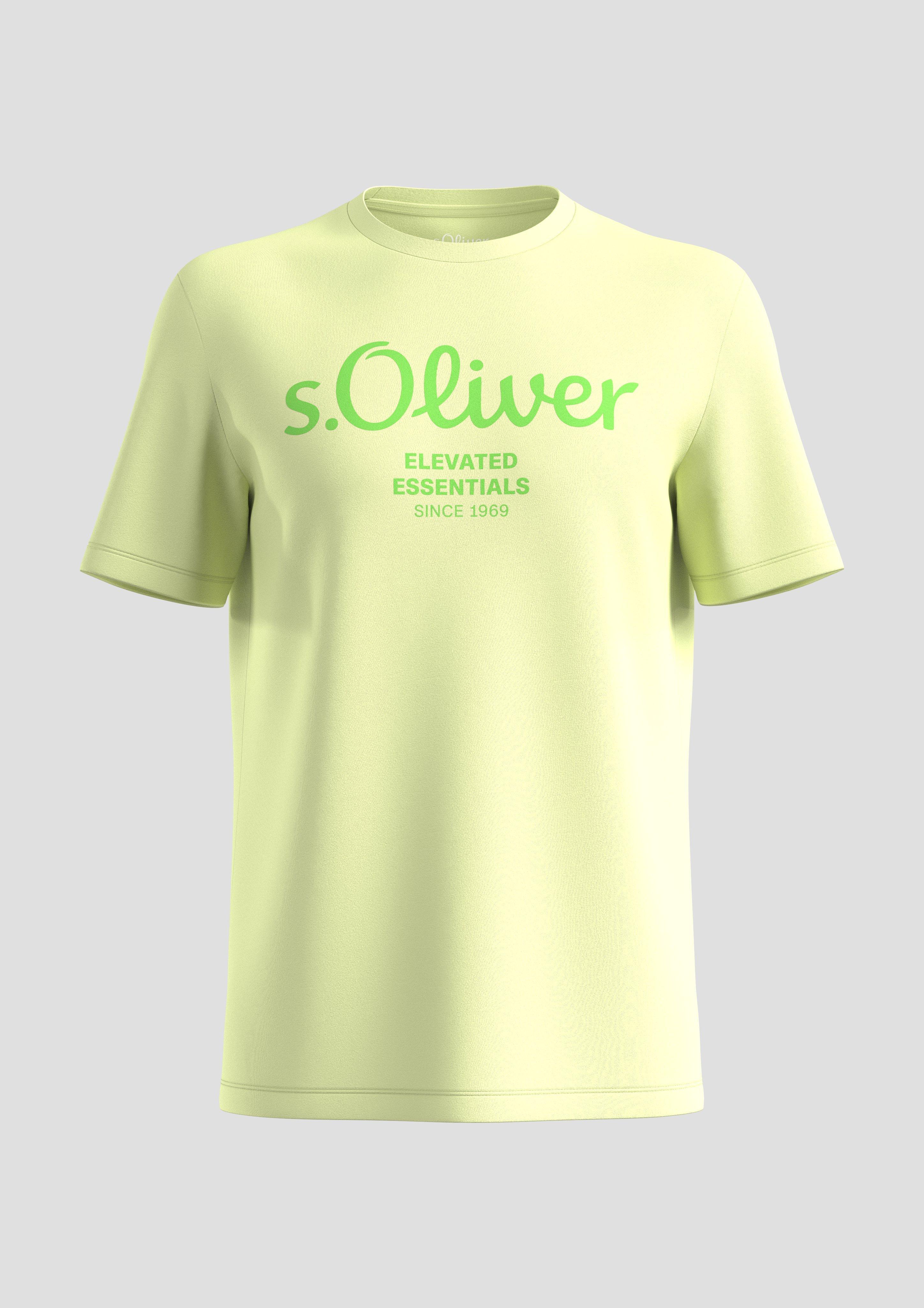 s.Oliver - T-Shirt aus Baumwolle mit Label-Print, Herren, grün